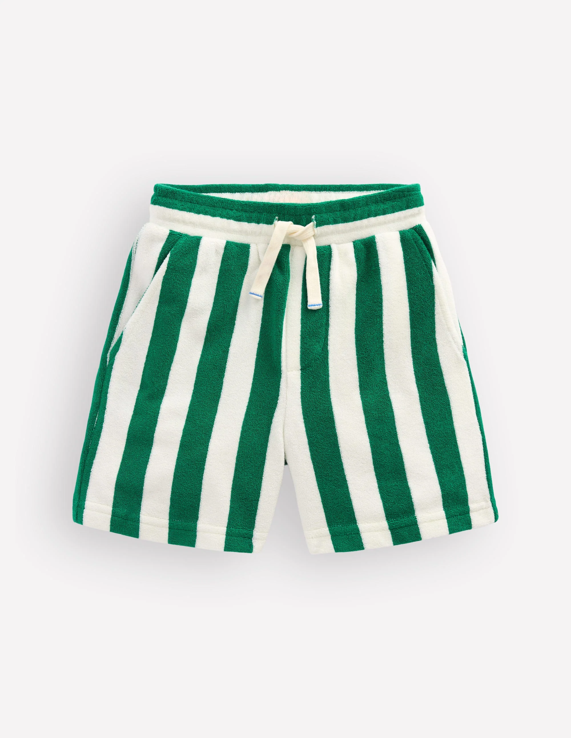 Towelling Shorts-Green and Ivory Stripe - Image 3