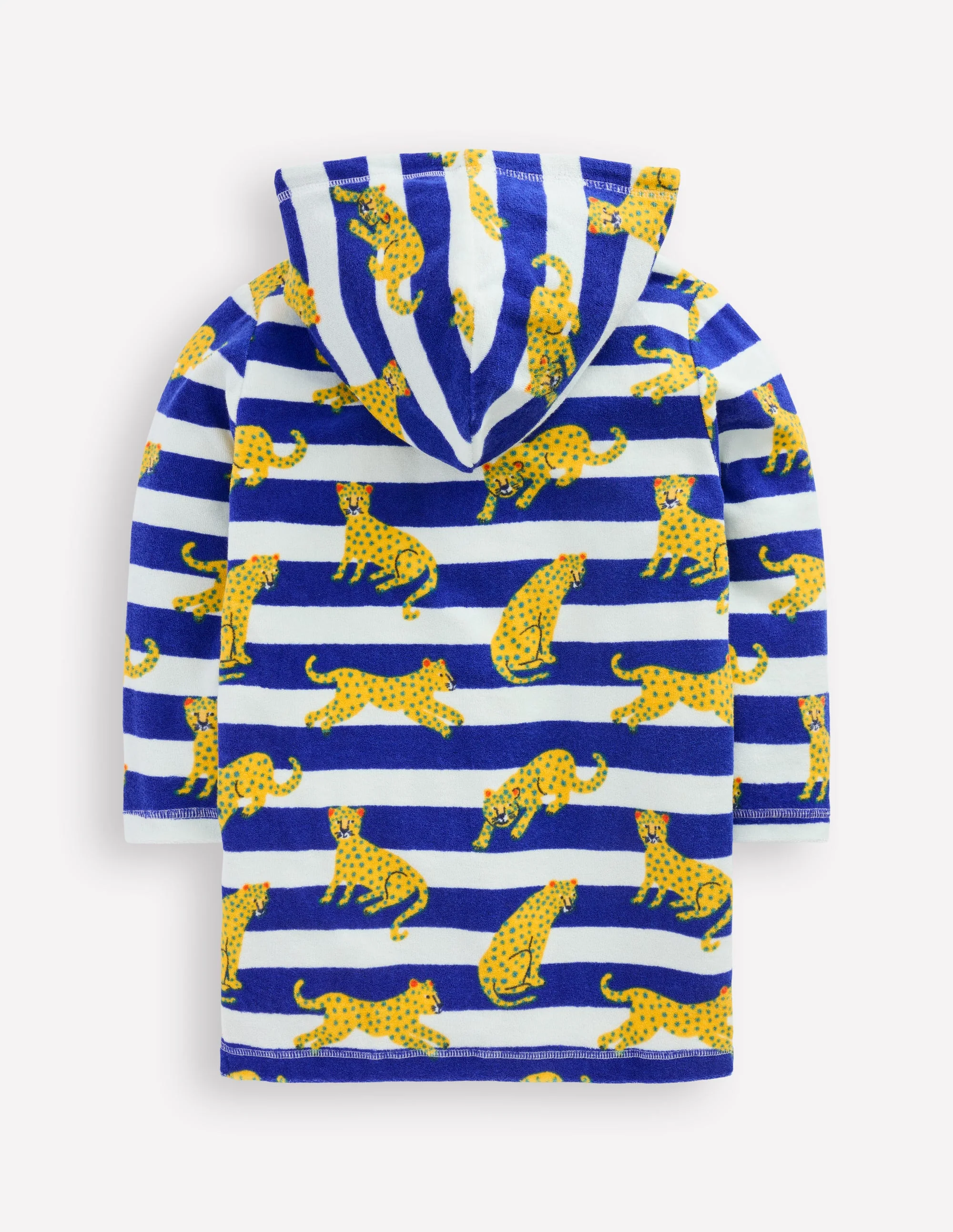 Towelling Zip-Up Throw-On-Bright Blue Leopard Stripe - Image 2