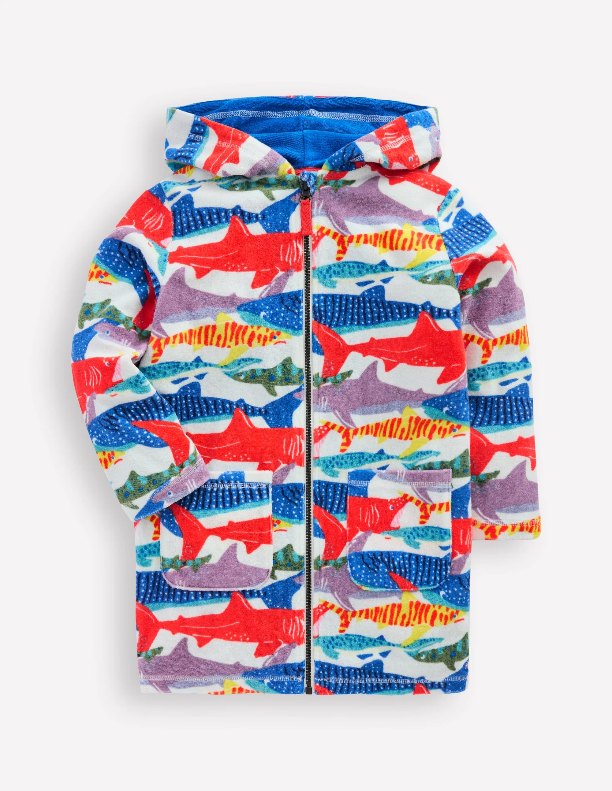 Towelling Zip-Up Throw-On-Ivory Riso Shark