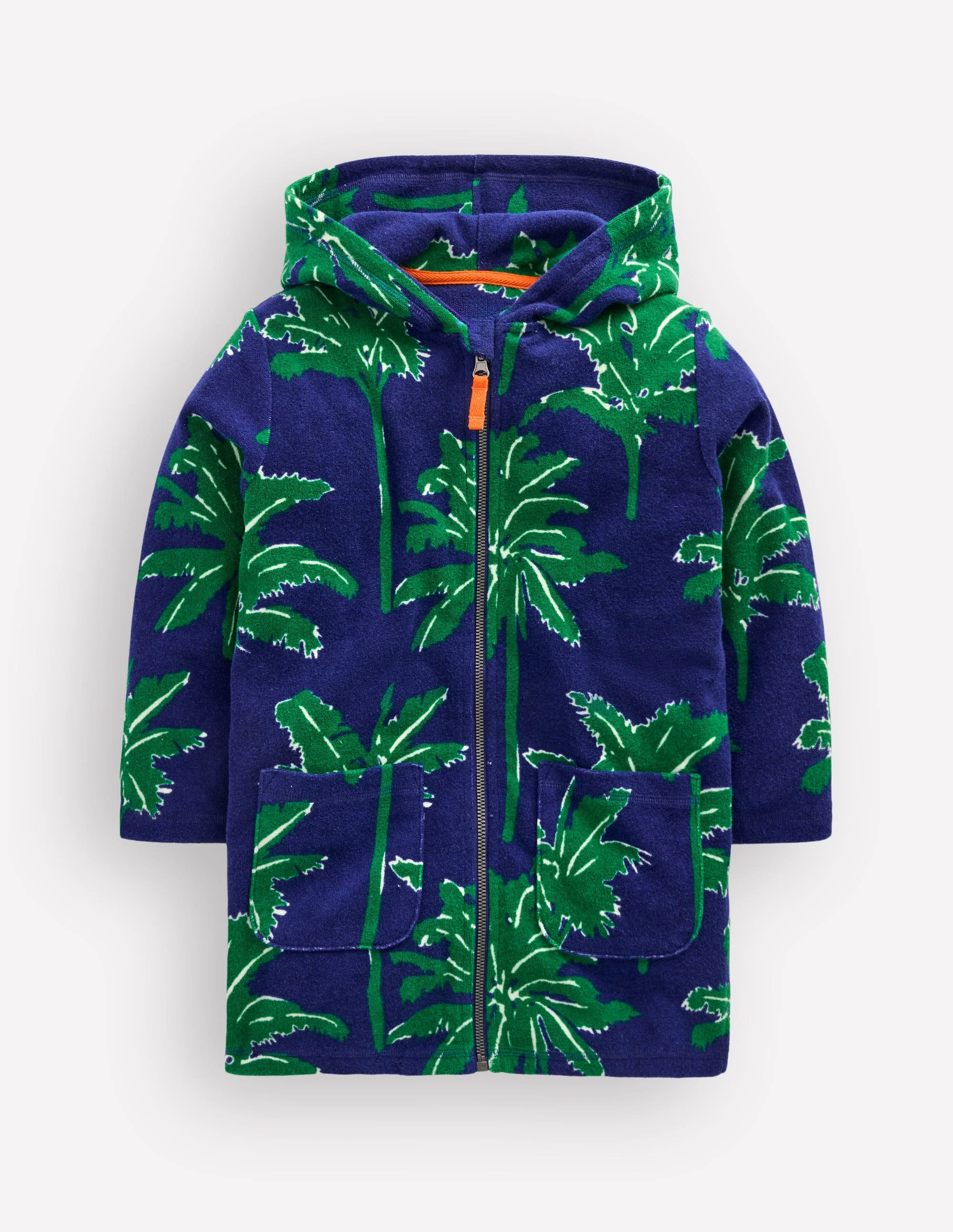 Towelling Zip-Up Throw-On-Starboard Blue Palm Trees - Image 3