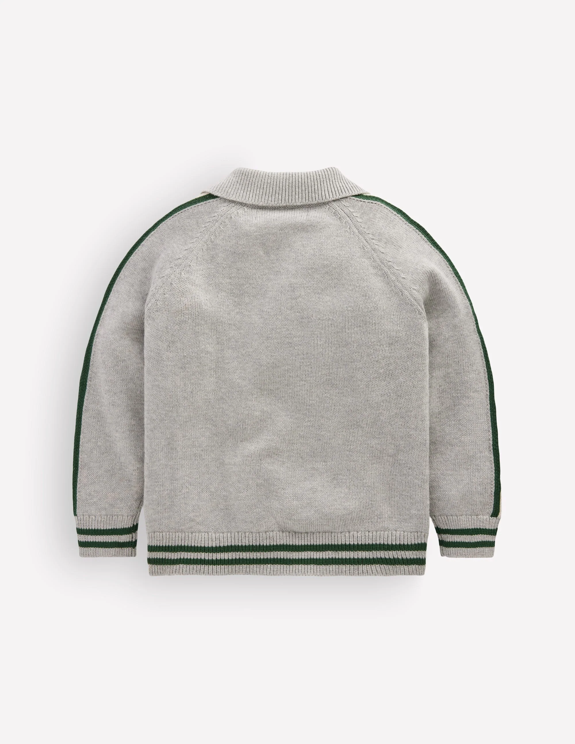 Varsity Zip-through Sweater-Grey Marl - Image 3