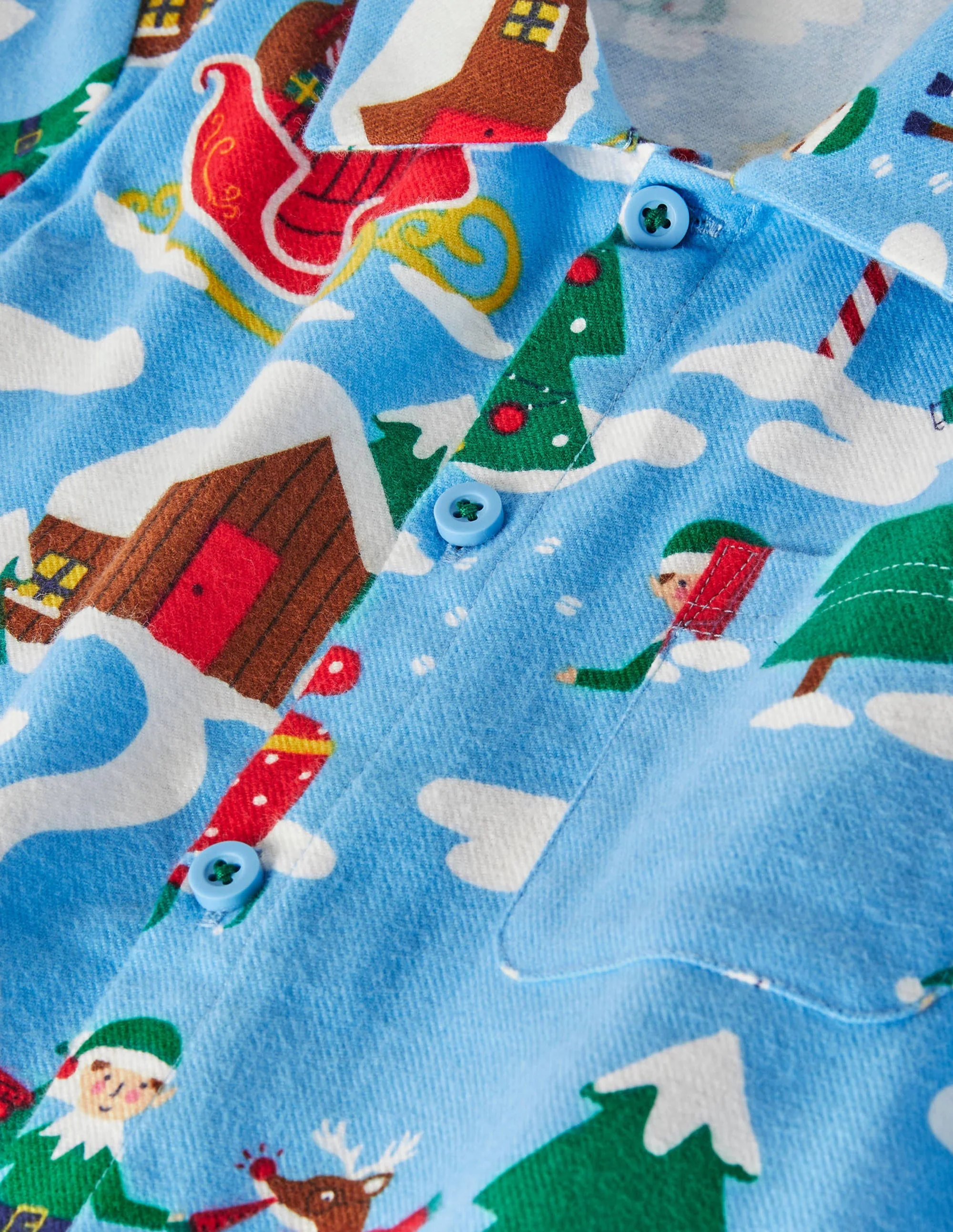 Woven Pajama Set-Surfboard Blue Busy Elves - Image 3