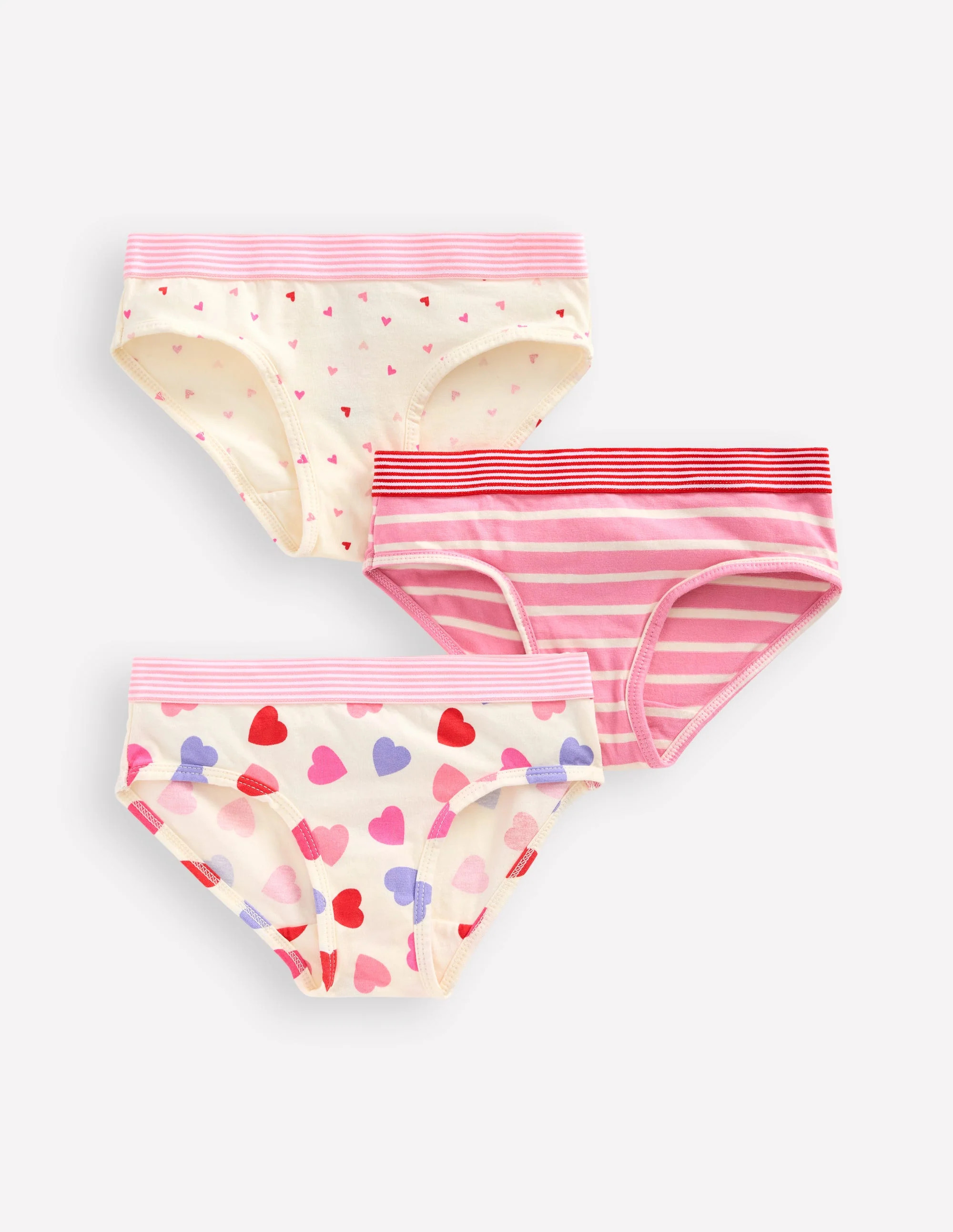 3-Pack Underwear-Stripe/Heart/Plain