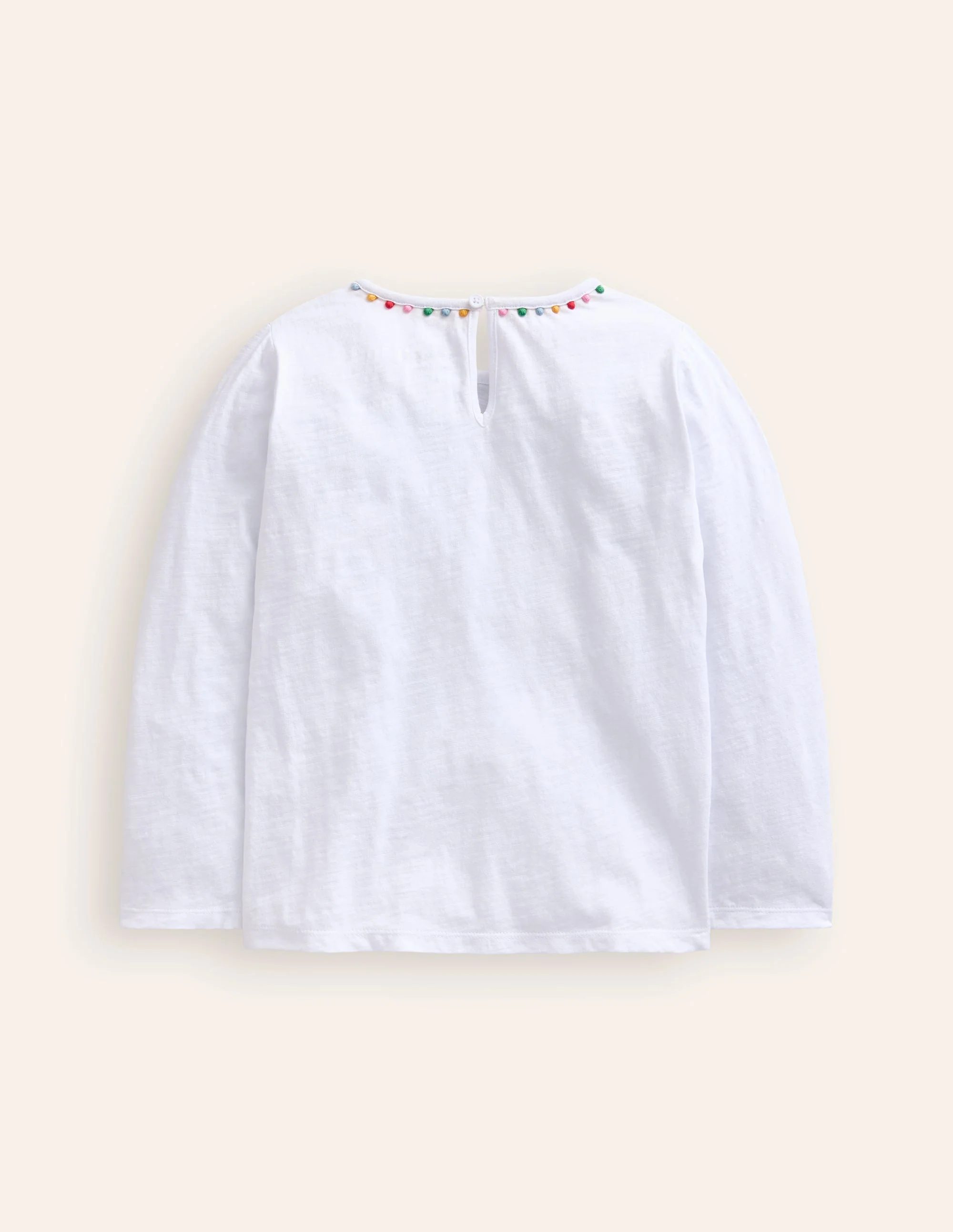 Ali Long Sleeve Pom T shirt-White - Image 2