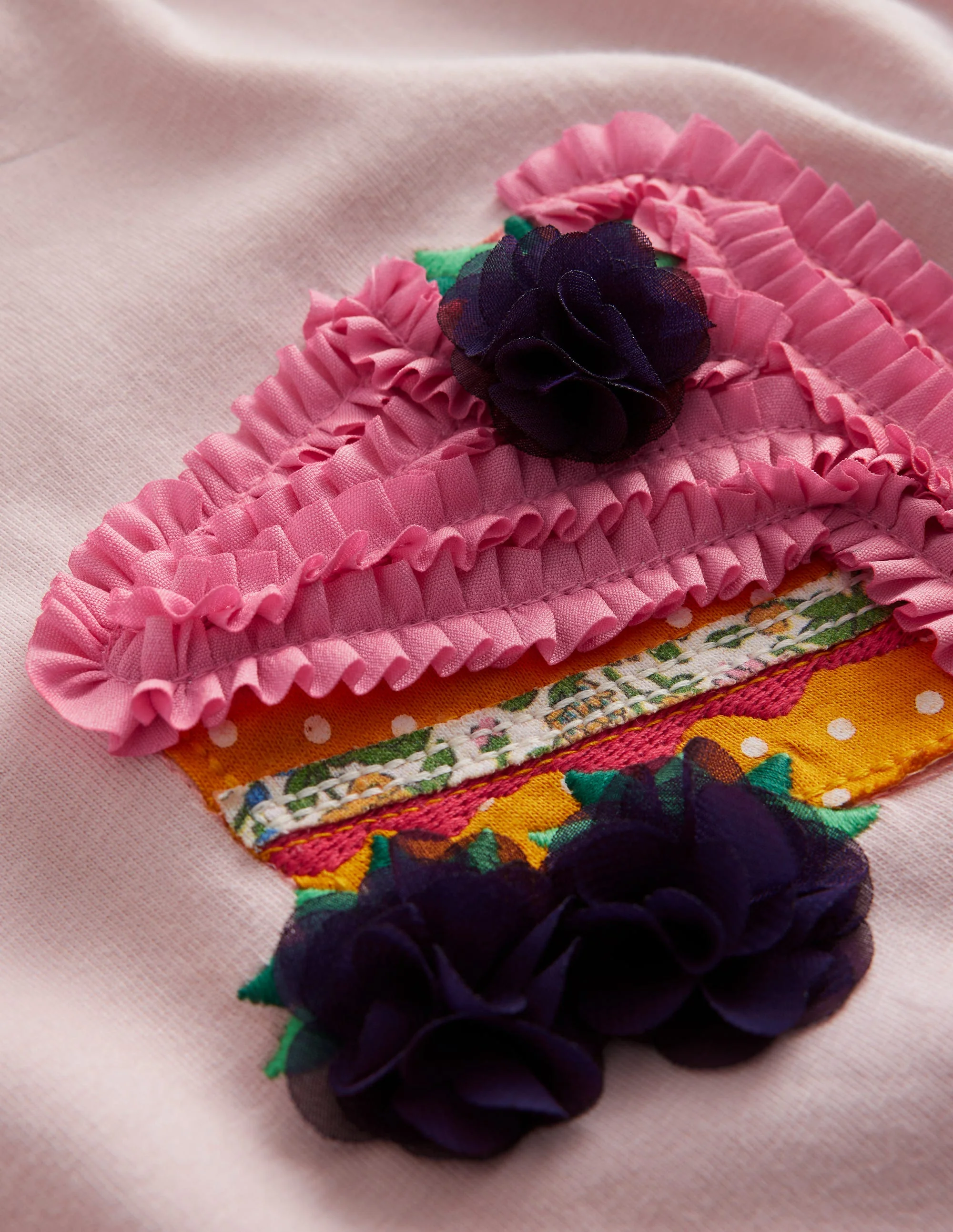 Appliqué Long Sleeve Top-Chalk Pink Cakes - Image 3