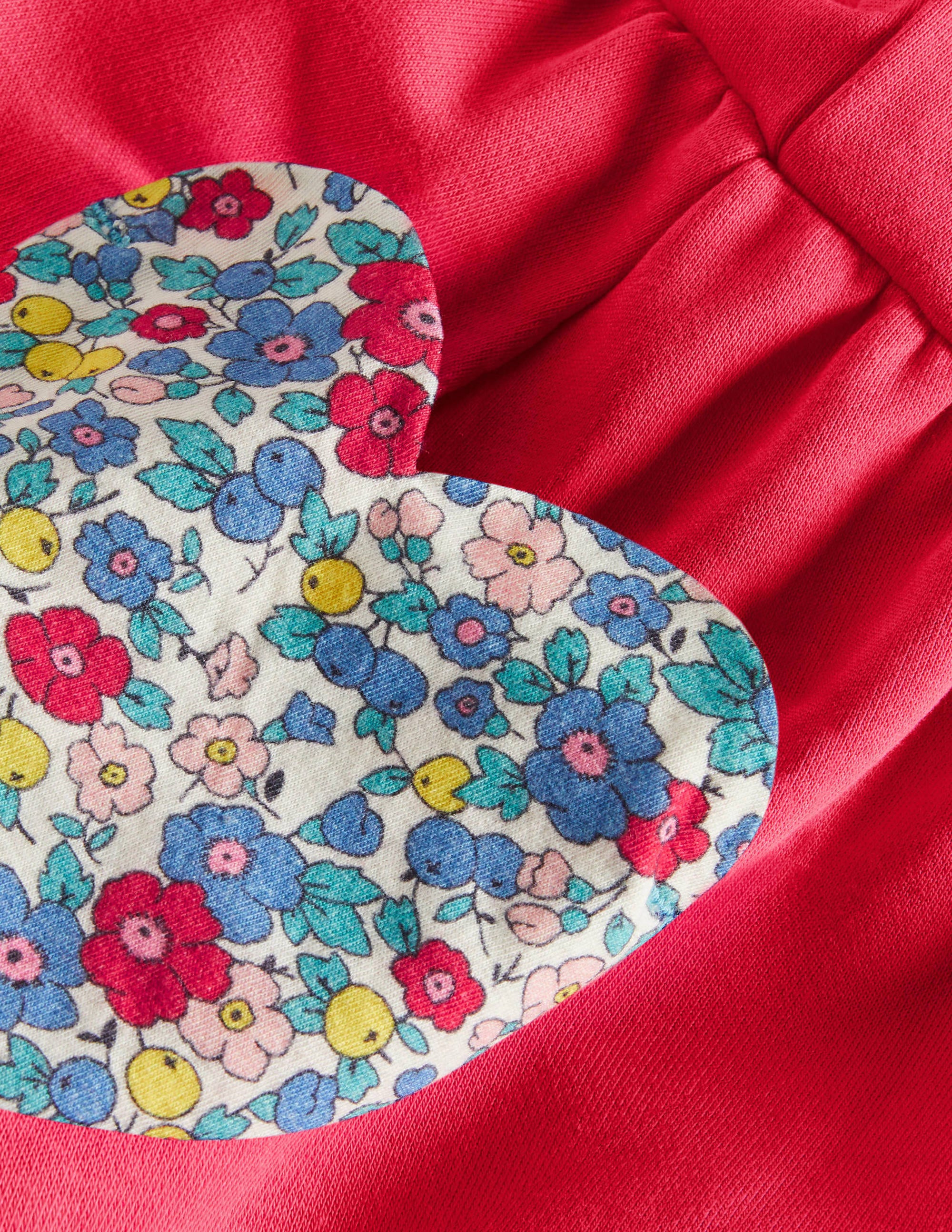Appliqué Pocket Dress-Raspberry Pink Hearts - Image 3