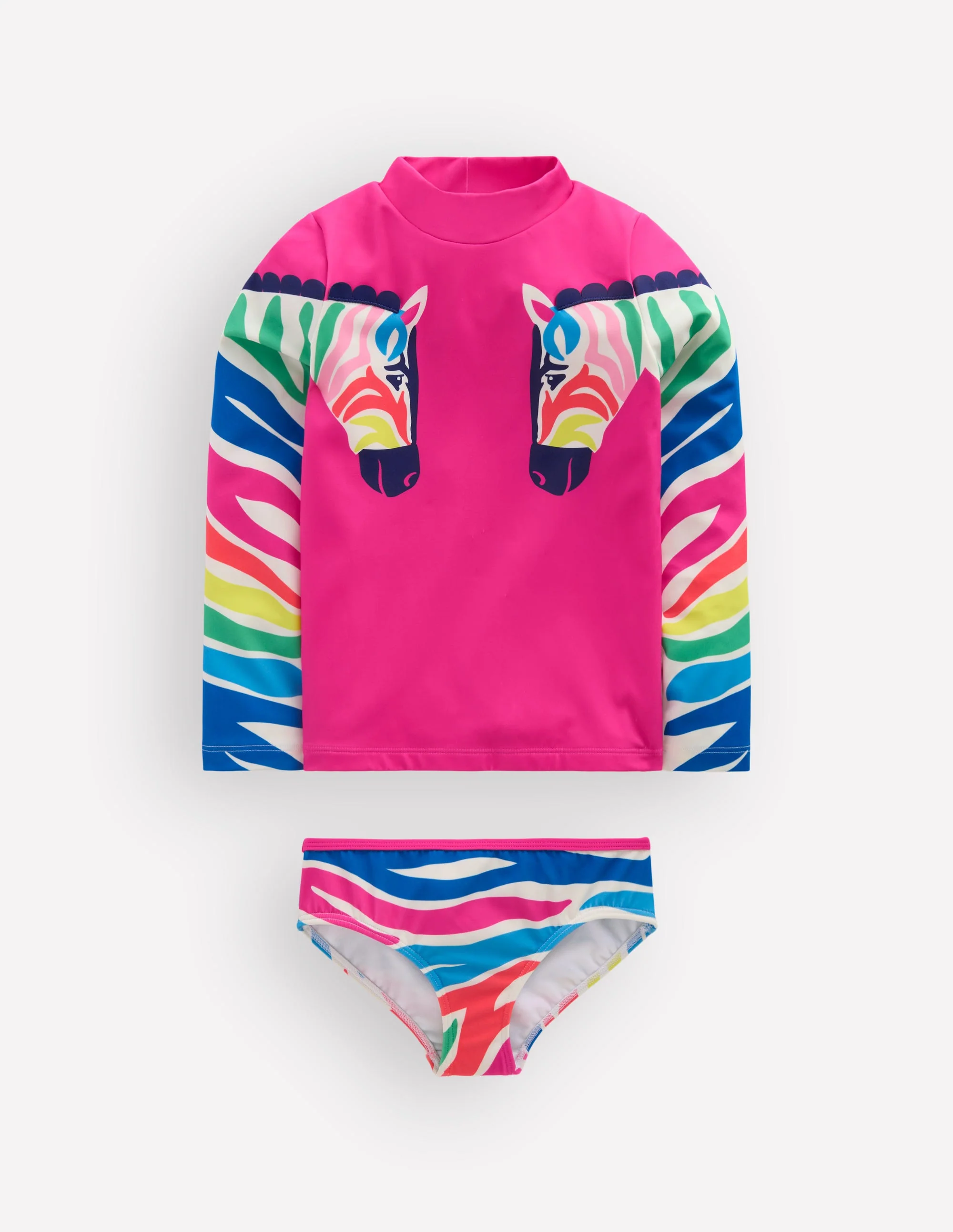 Appliqué Rash Vest Set-Raspberry Pink Zebra
