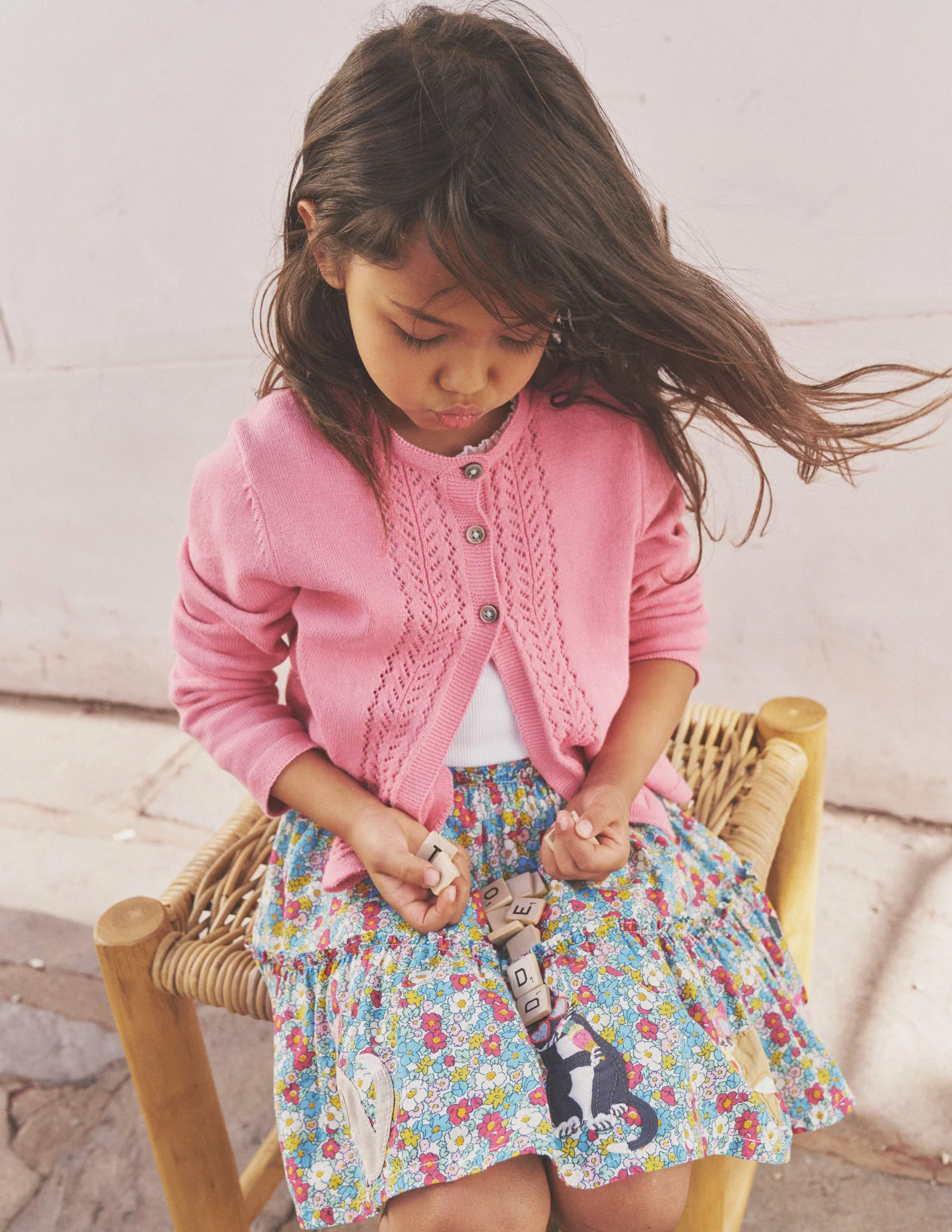 Appliqué Skirt-Festival Pink Nautical Cats - Image 4