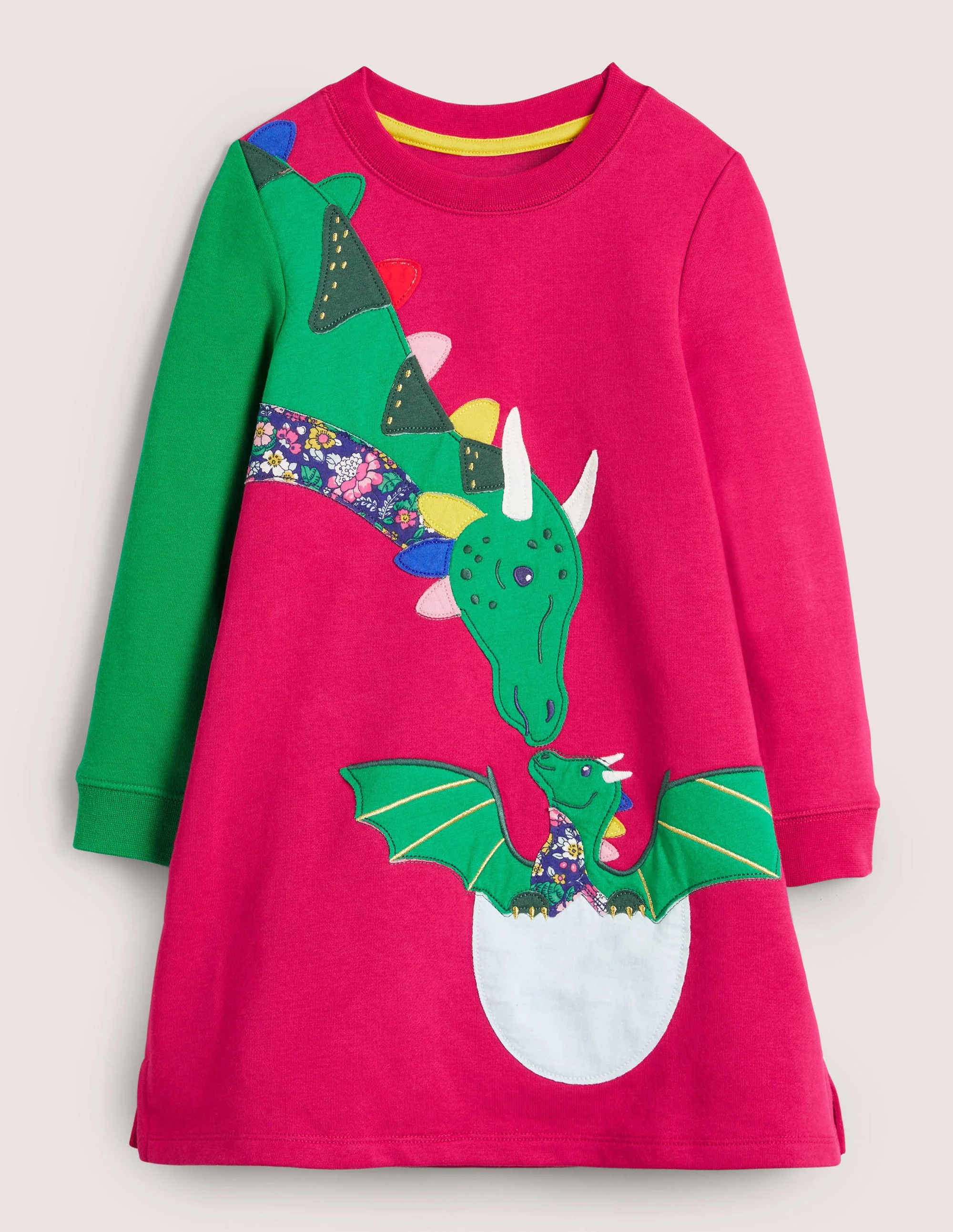 Appliqué Sweatshirt Dress-Candy Cane Pink Dragons