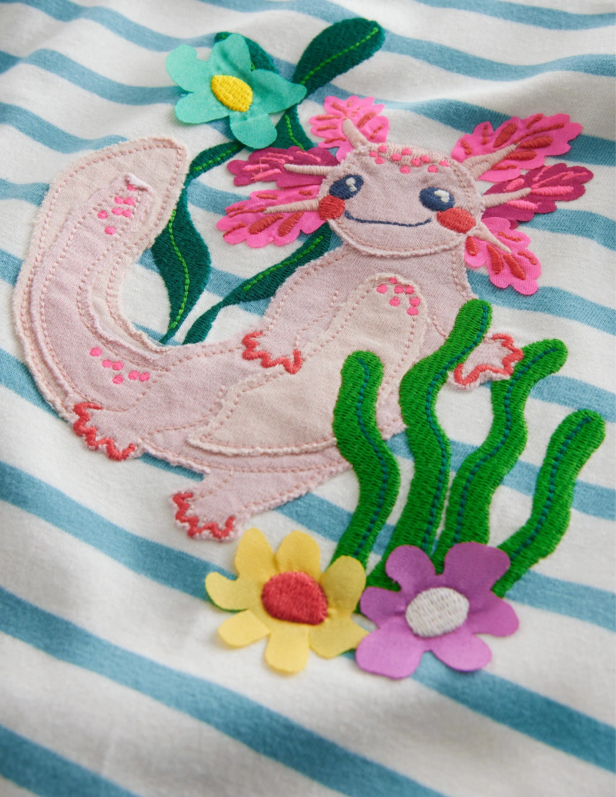Appliqué T-Shirt-Aqua Sea/Ivory - Image 3