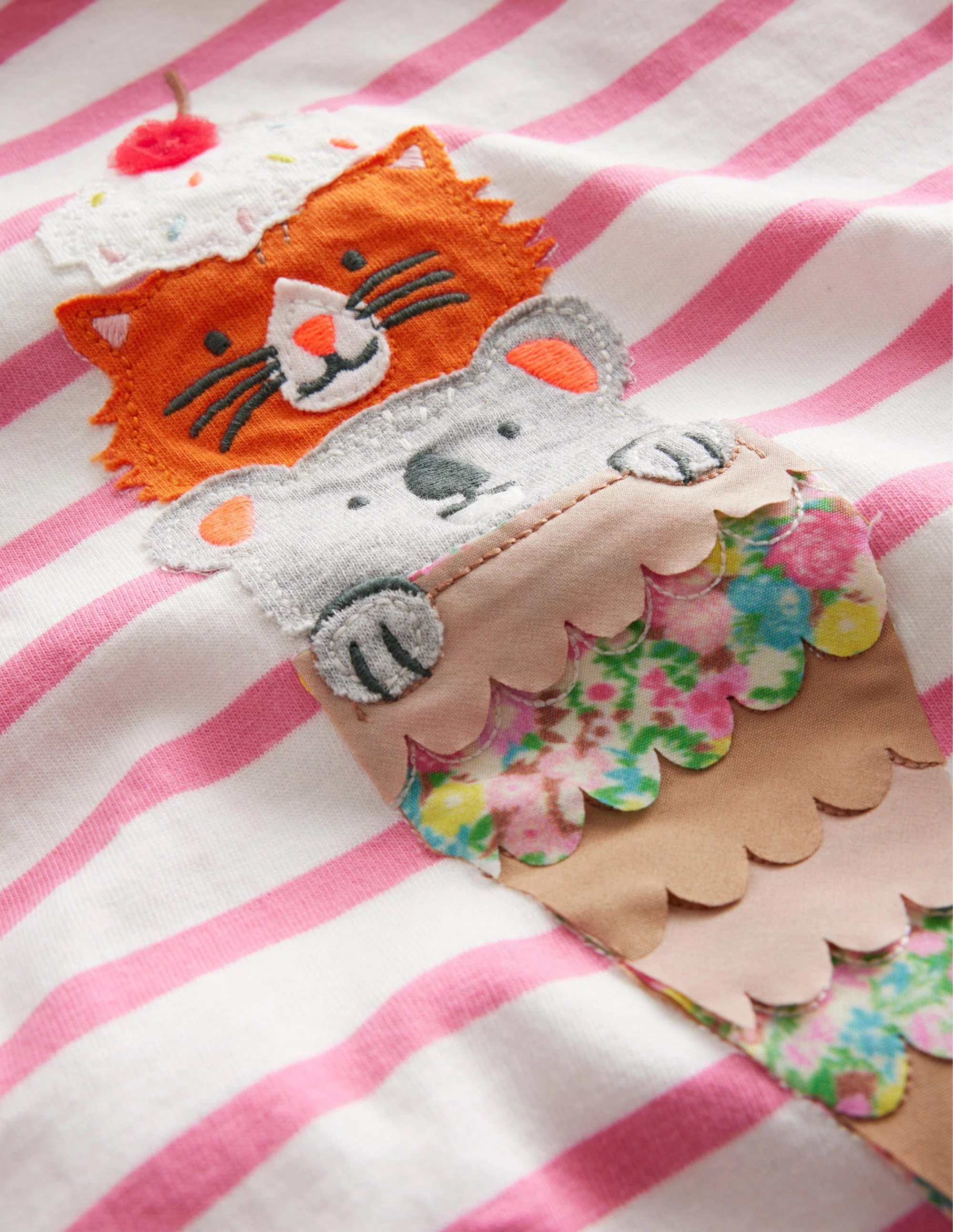 Appliqué T-Shirt-Azalea Pink/Ivory Icecream - Image 3