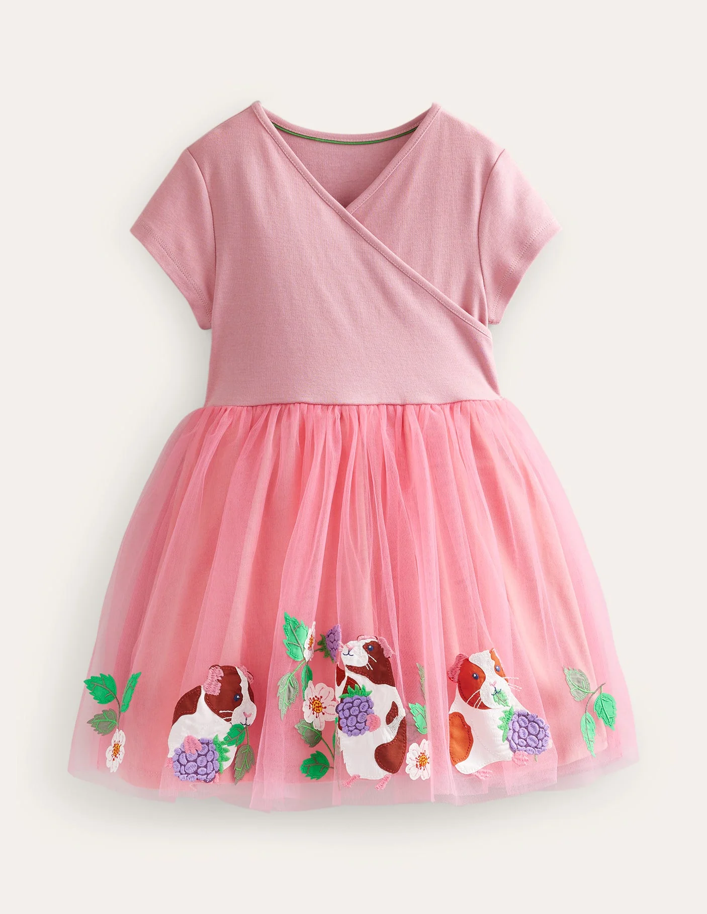 Applique Tulle Ballet Dress-Almond Pink