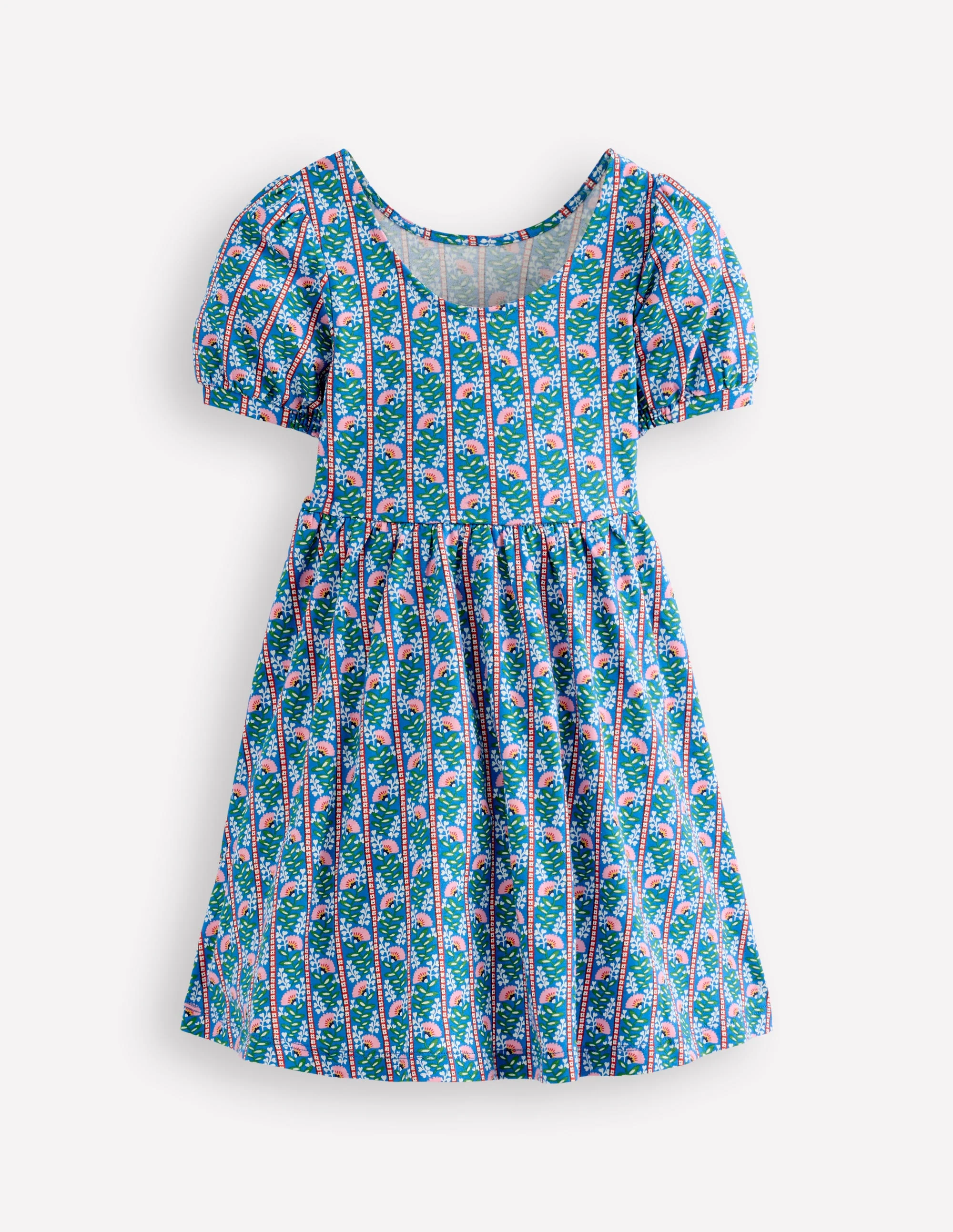 Ballerina Jersey Dress-Kingfisher Blue Floral Vine - Image 2