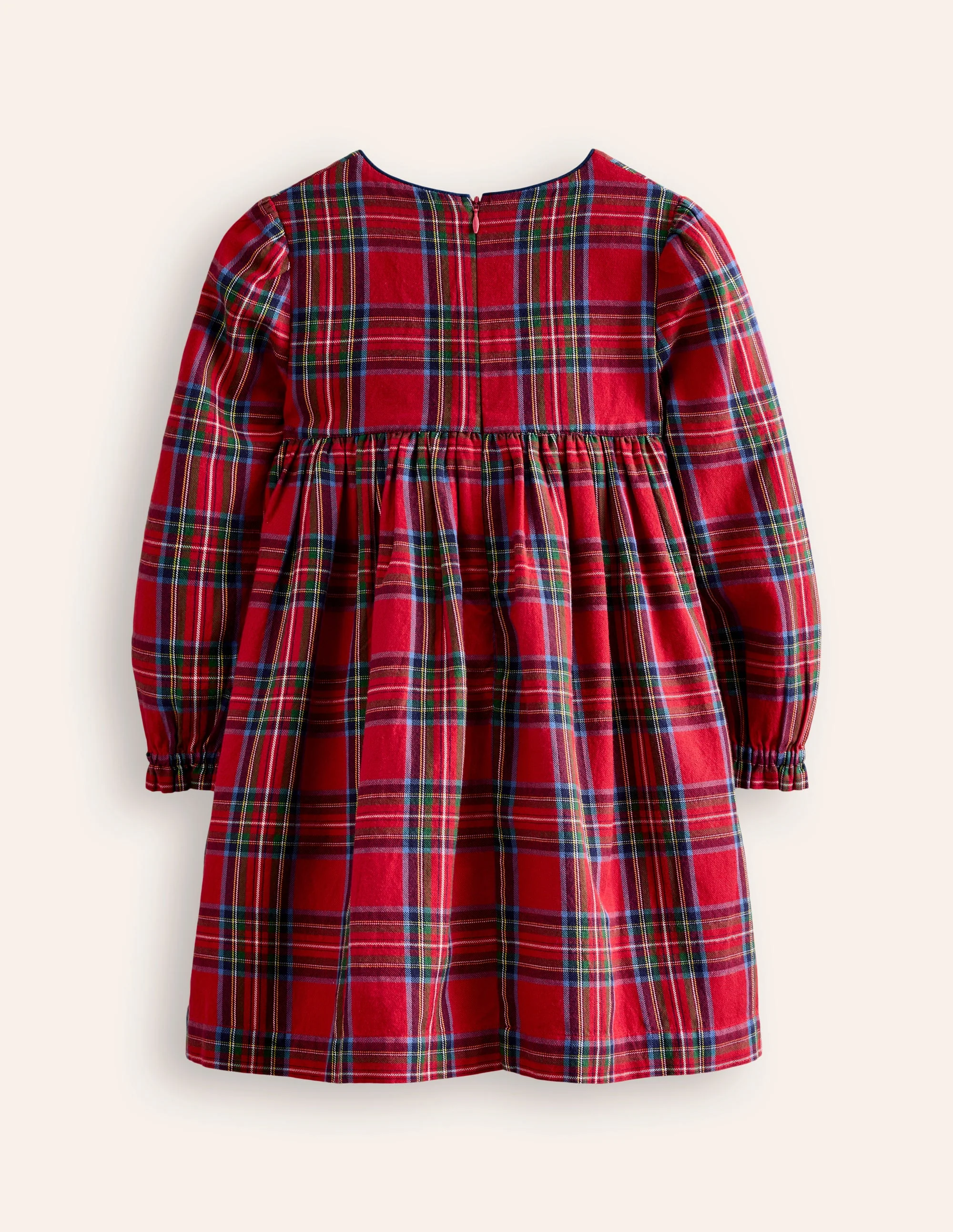 Bess Cosy Smocked Dress-Red and Blue Check - Image 2