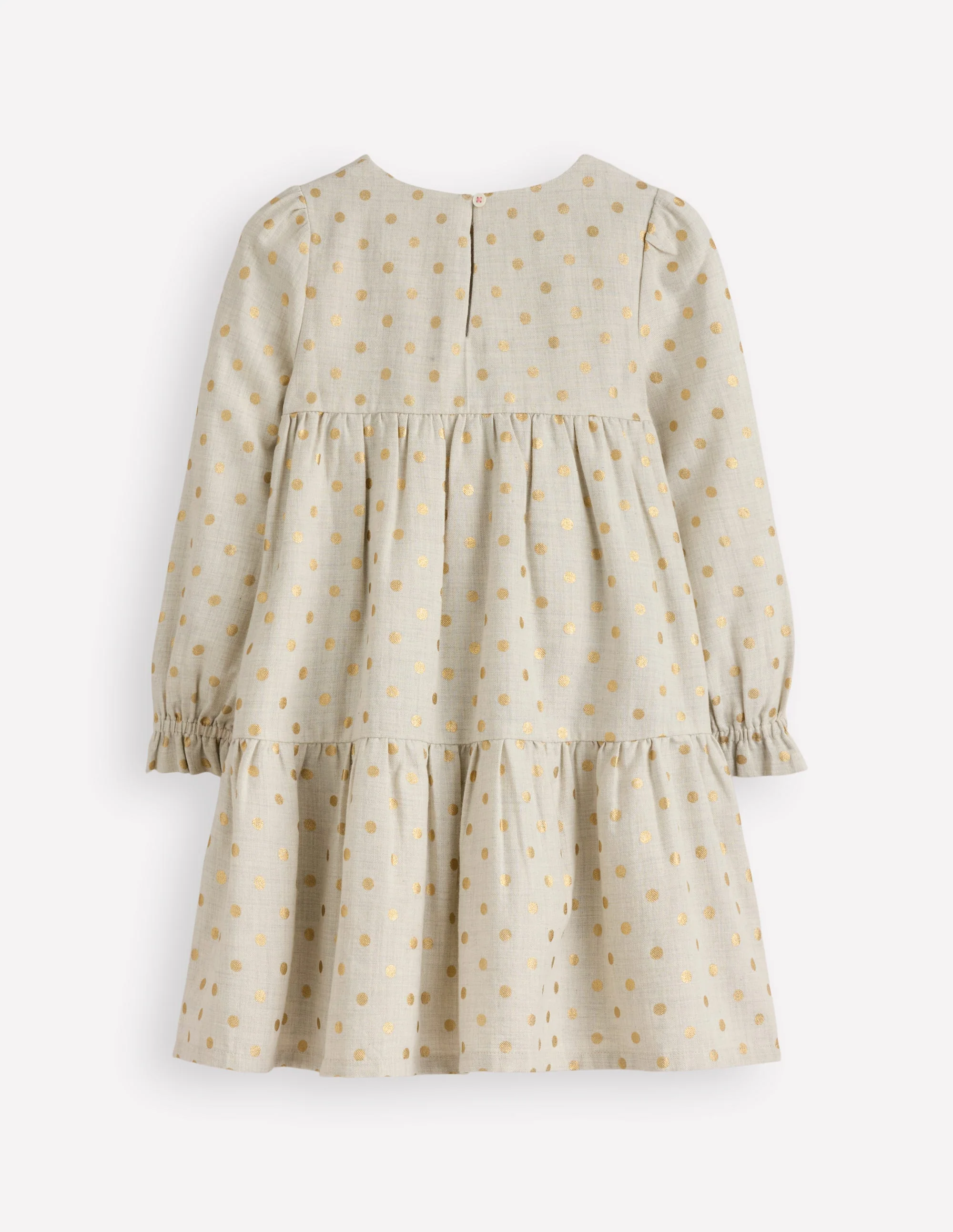 Betsy Tiered Twirly Dress-Oatmeal/Gold Spot - Image 2
