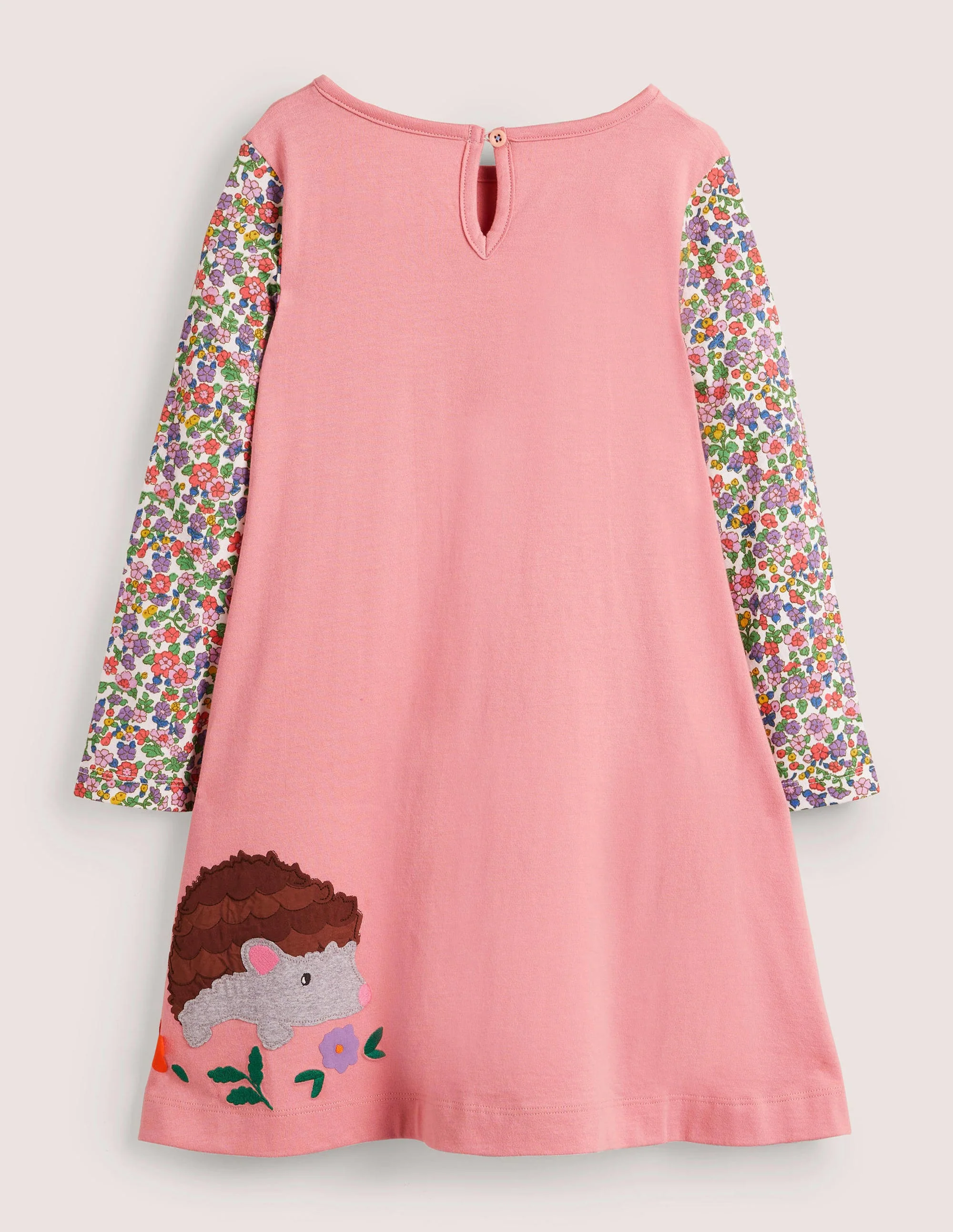 Big Appliqué Dress-Pink Hedgehogs - Image 2