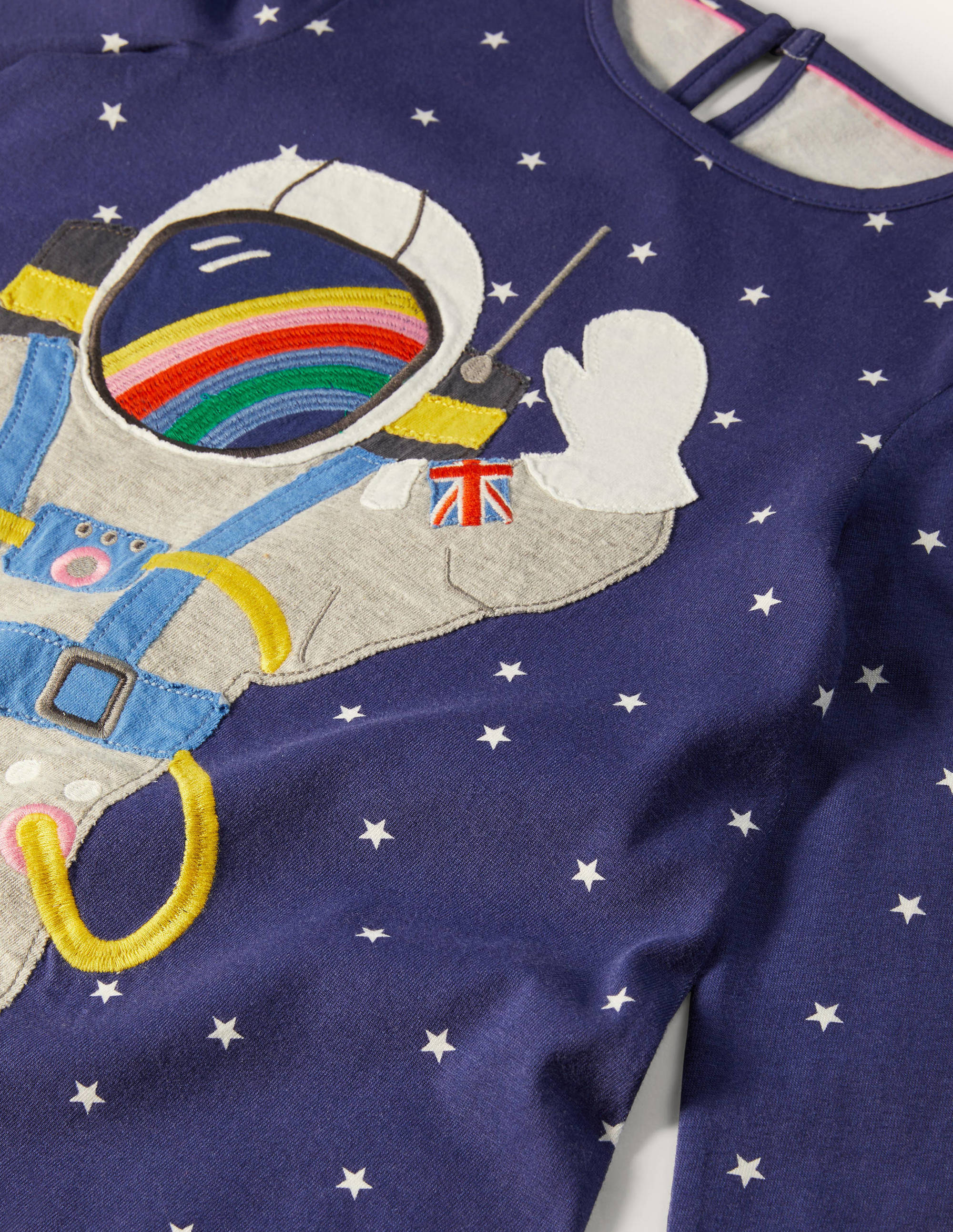 Big Appliqué Jersey Dress-Starboard Blue Space Scene - Image 3