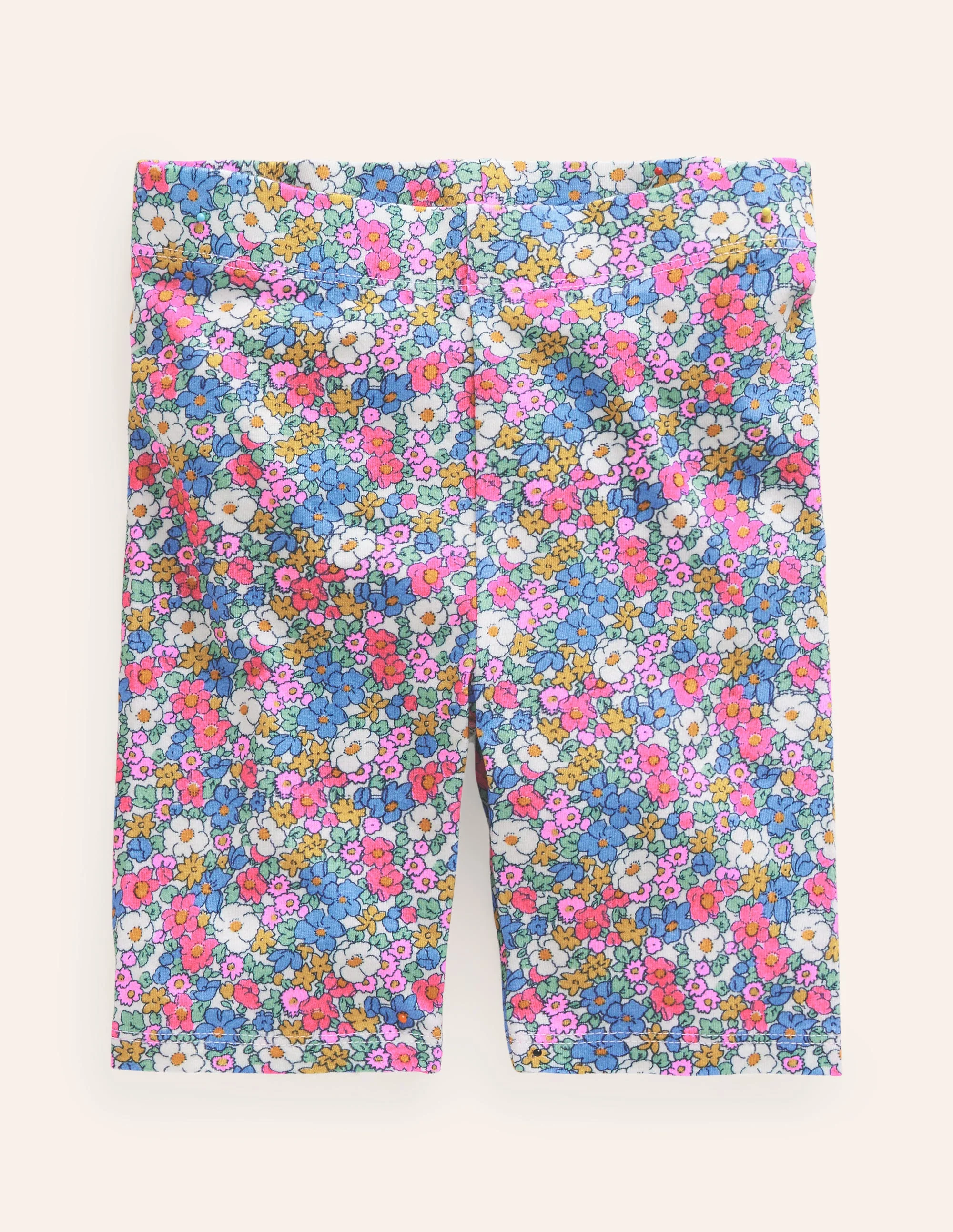 Biker Shorts-Festival Pink Nautical Floral