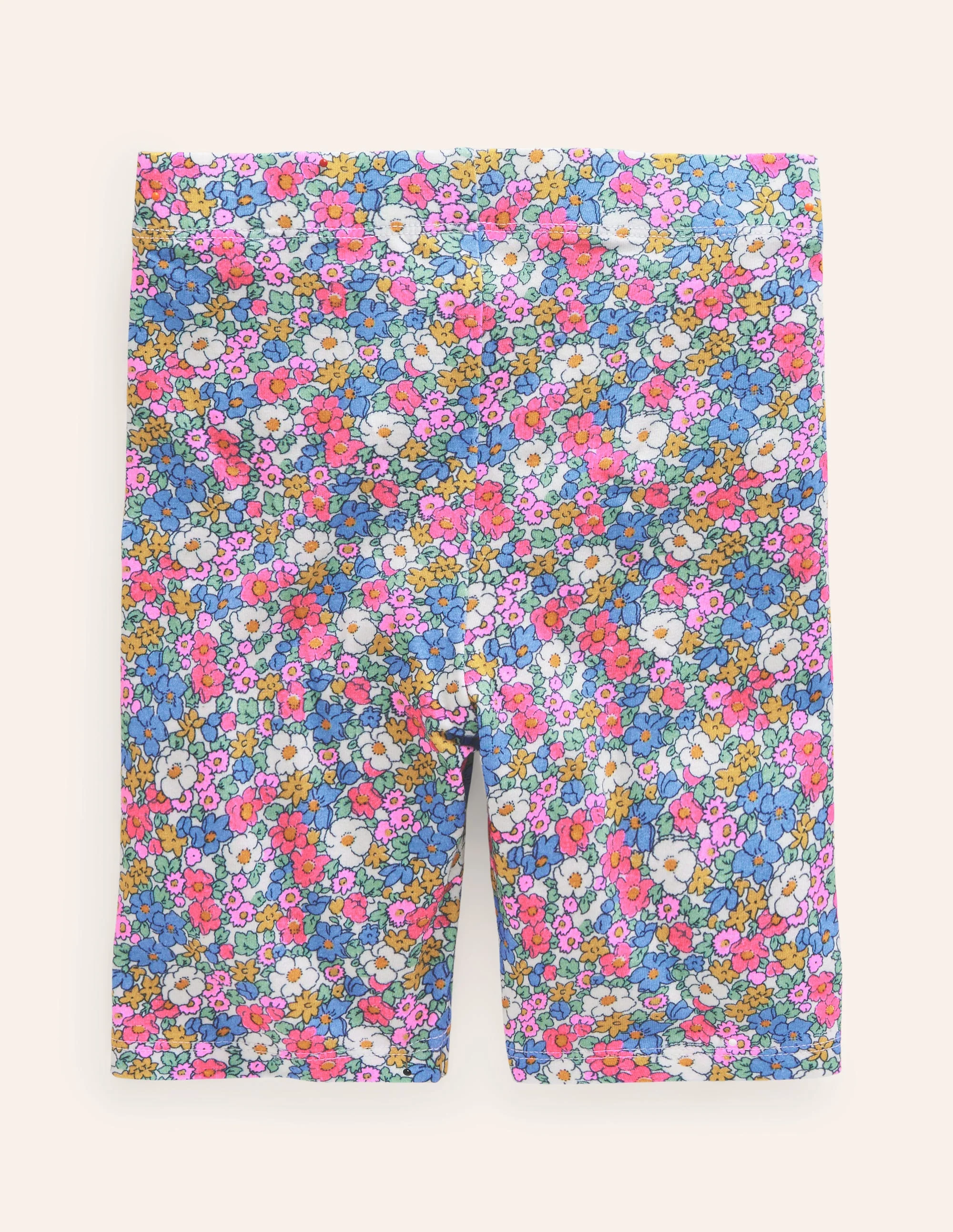 Biker Shorts-Festival Pink Nautical Floral - Image 2
