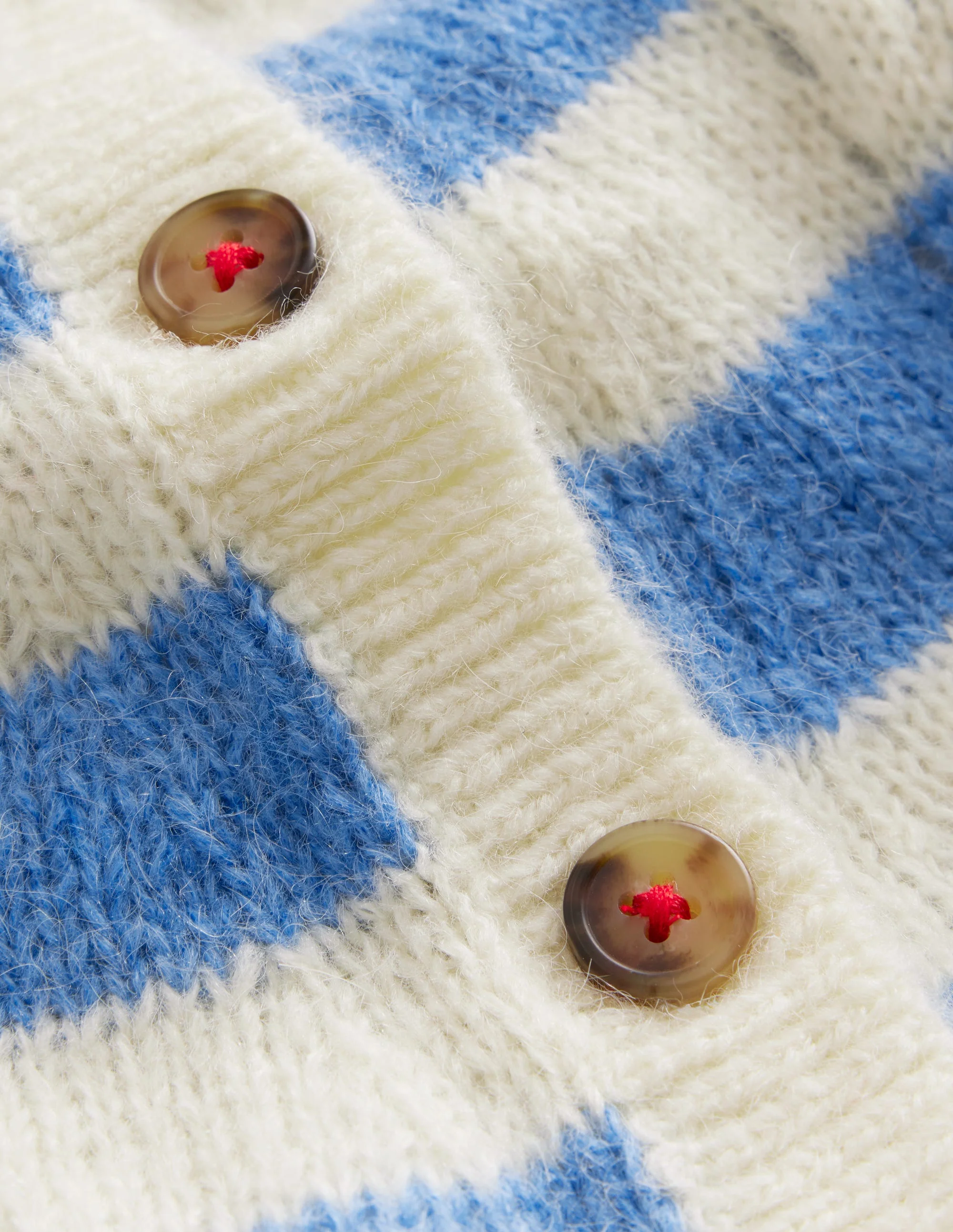Blouson Wave Cardigan-Blue, Ivory Stripe - Image 3