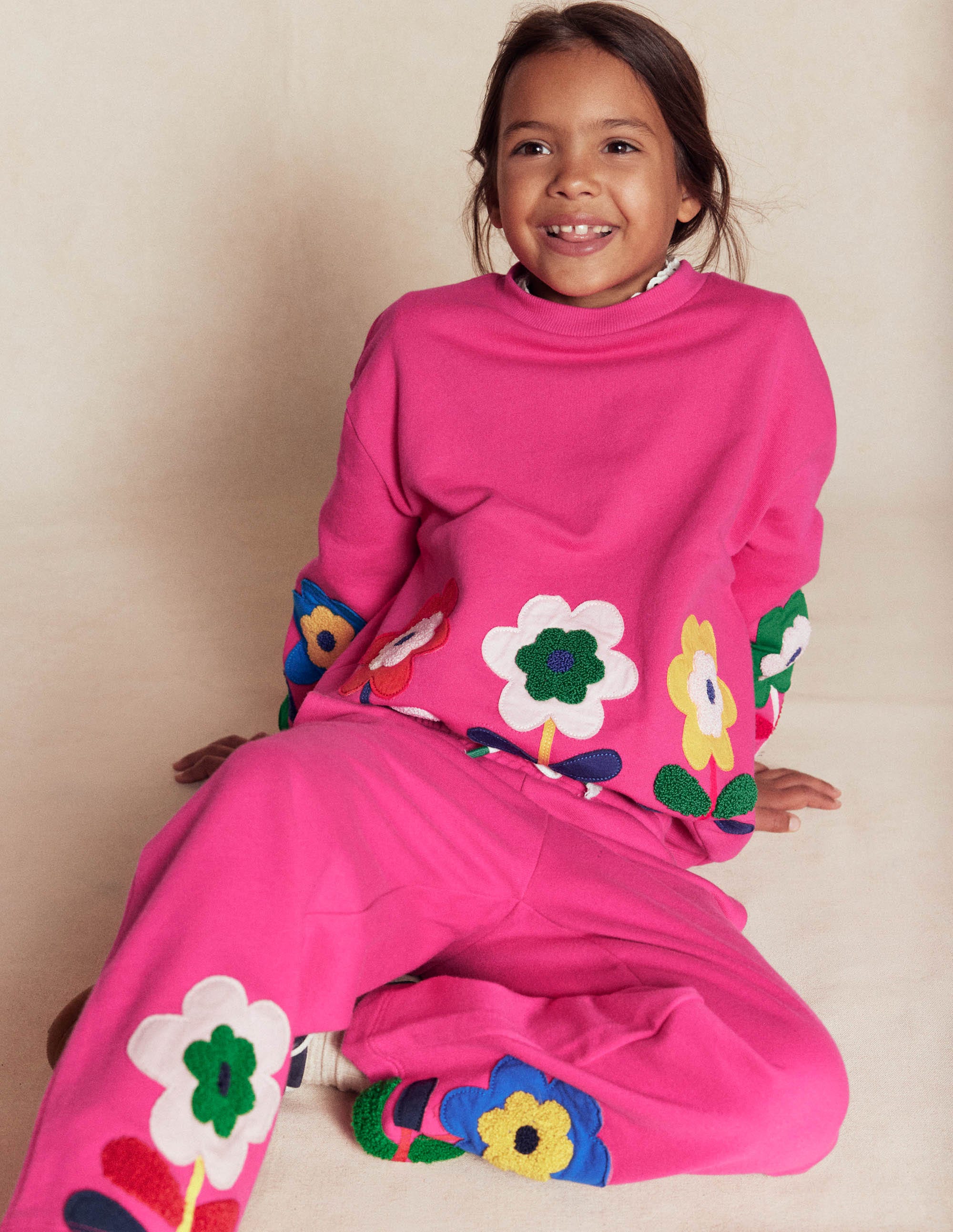 Bobbie Appliqué Sweatshirt-Raspberry Pink Flowers - Image 4