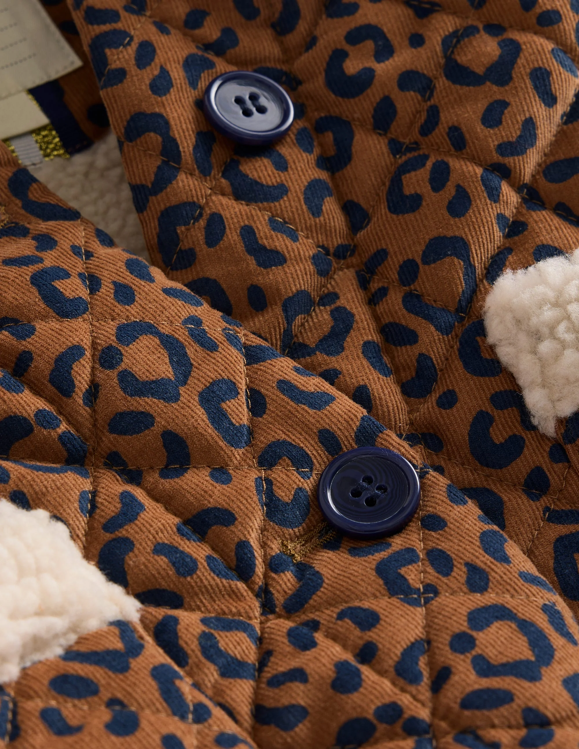 Borg Collared Cord Jacket-Tan Leopard Print - Image 3