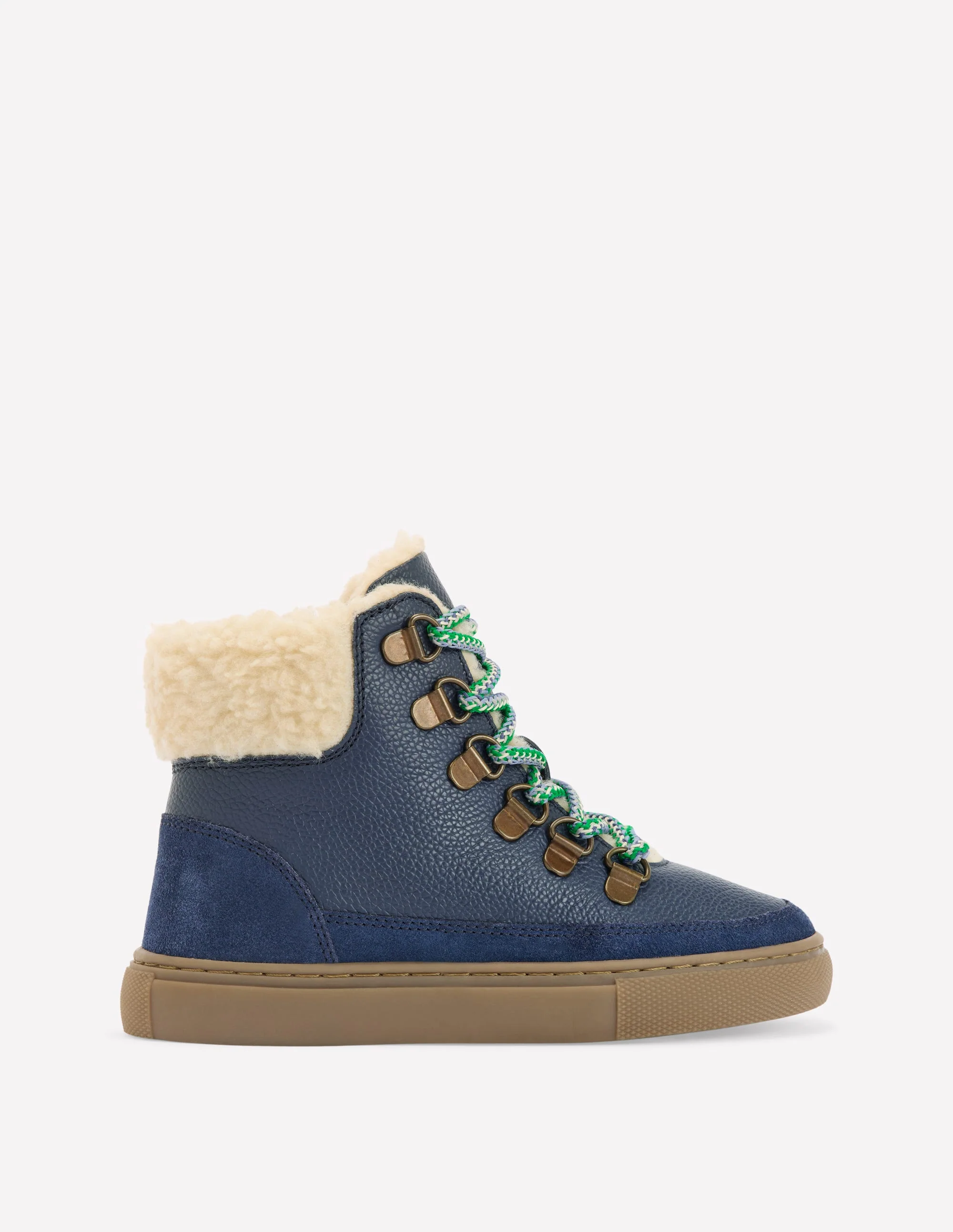 Borg Lace-up Boots-College Navy