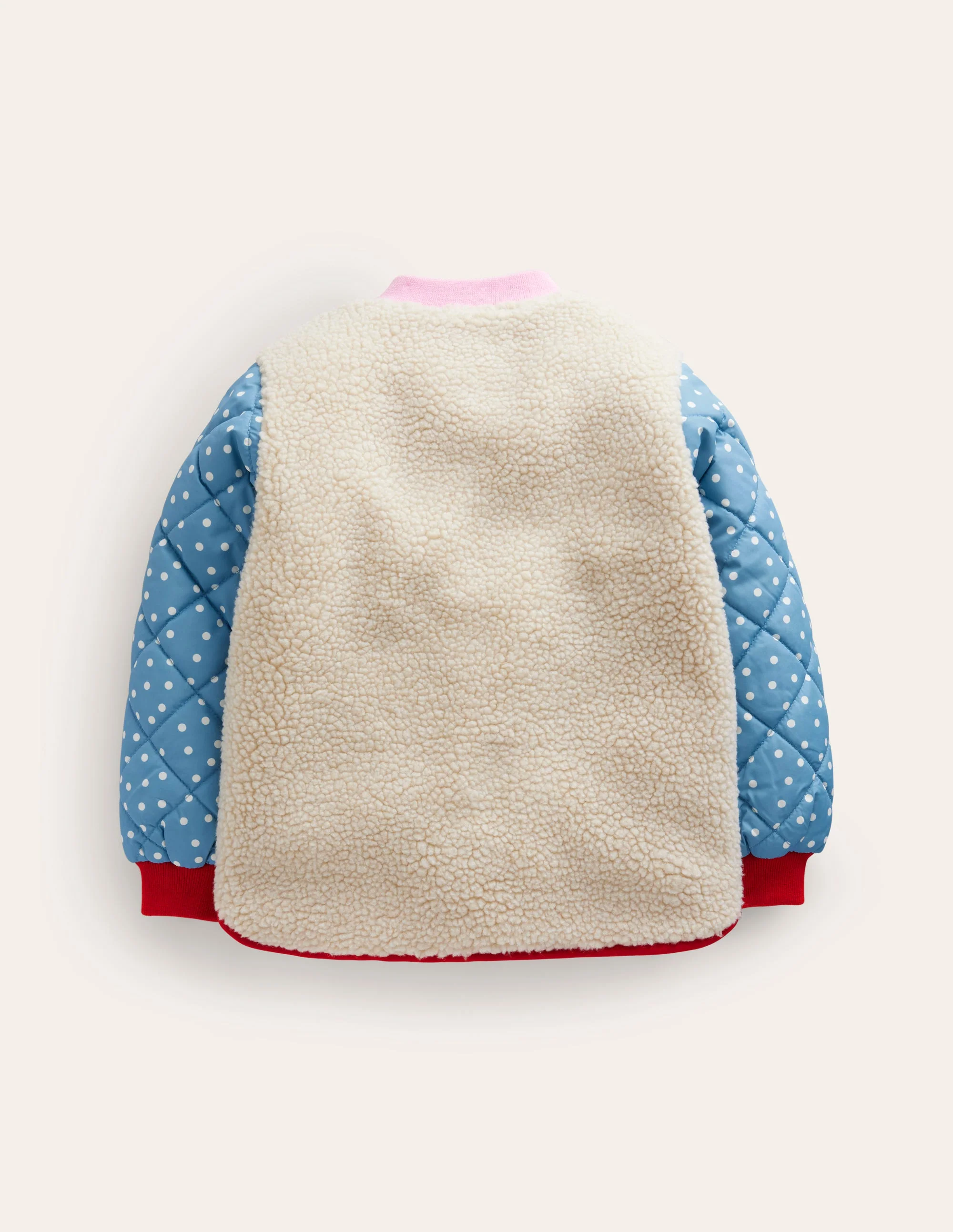 Borg Mix Bomber Jacket-Ivory / Colourblock Spot - Image 2