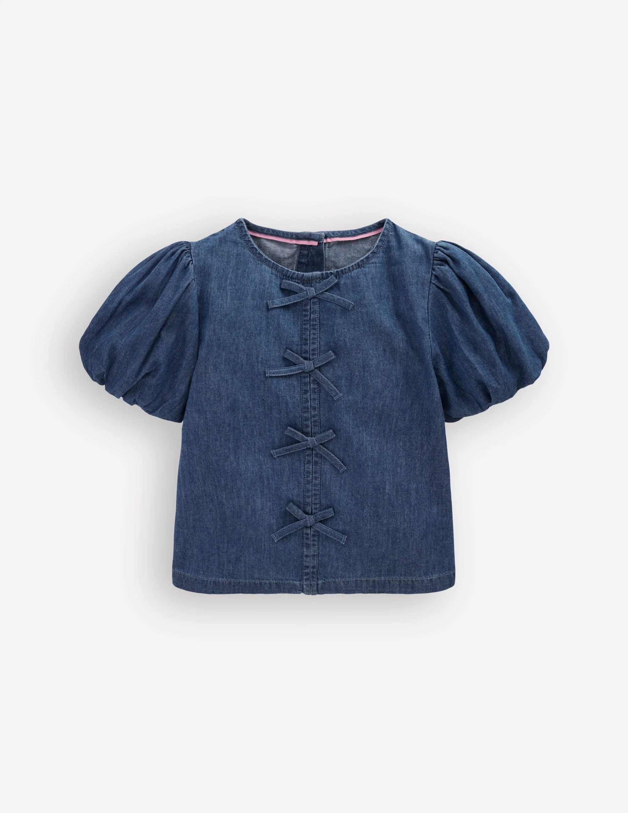 Bow Front Woven Top-Chambray - Image 3