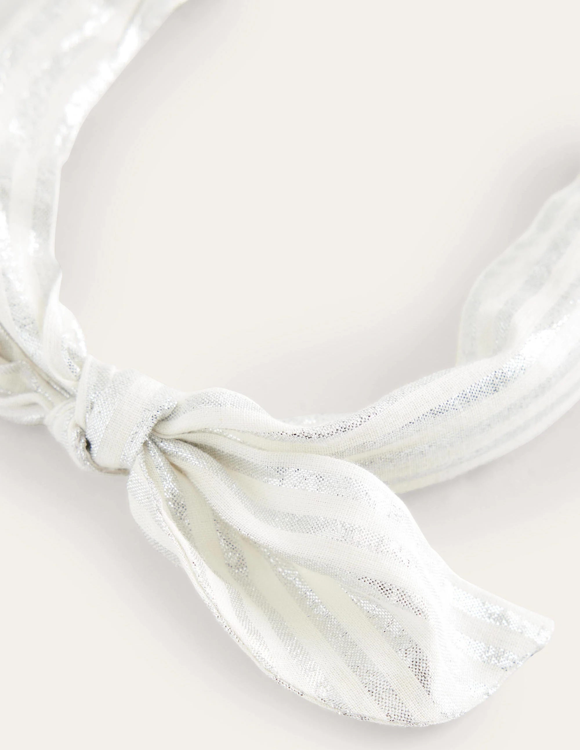 Bow Headband-Silver Metallic Stripe - Image 3