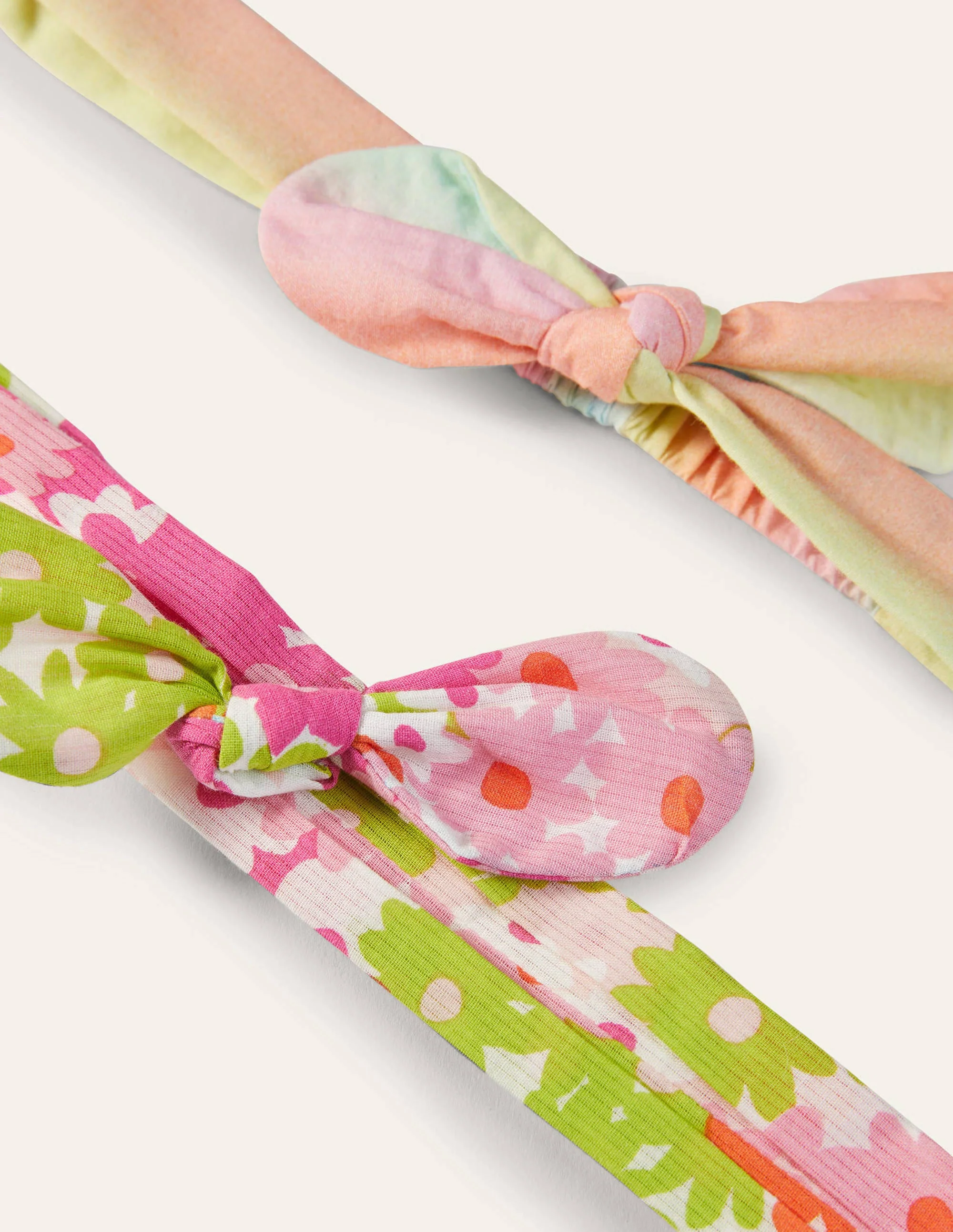 Bow Headbands 2 Pack-Bright Multi Floral Rainbow - Image 2