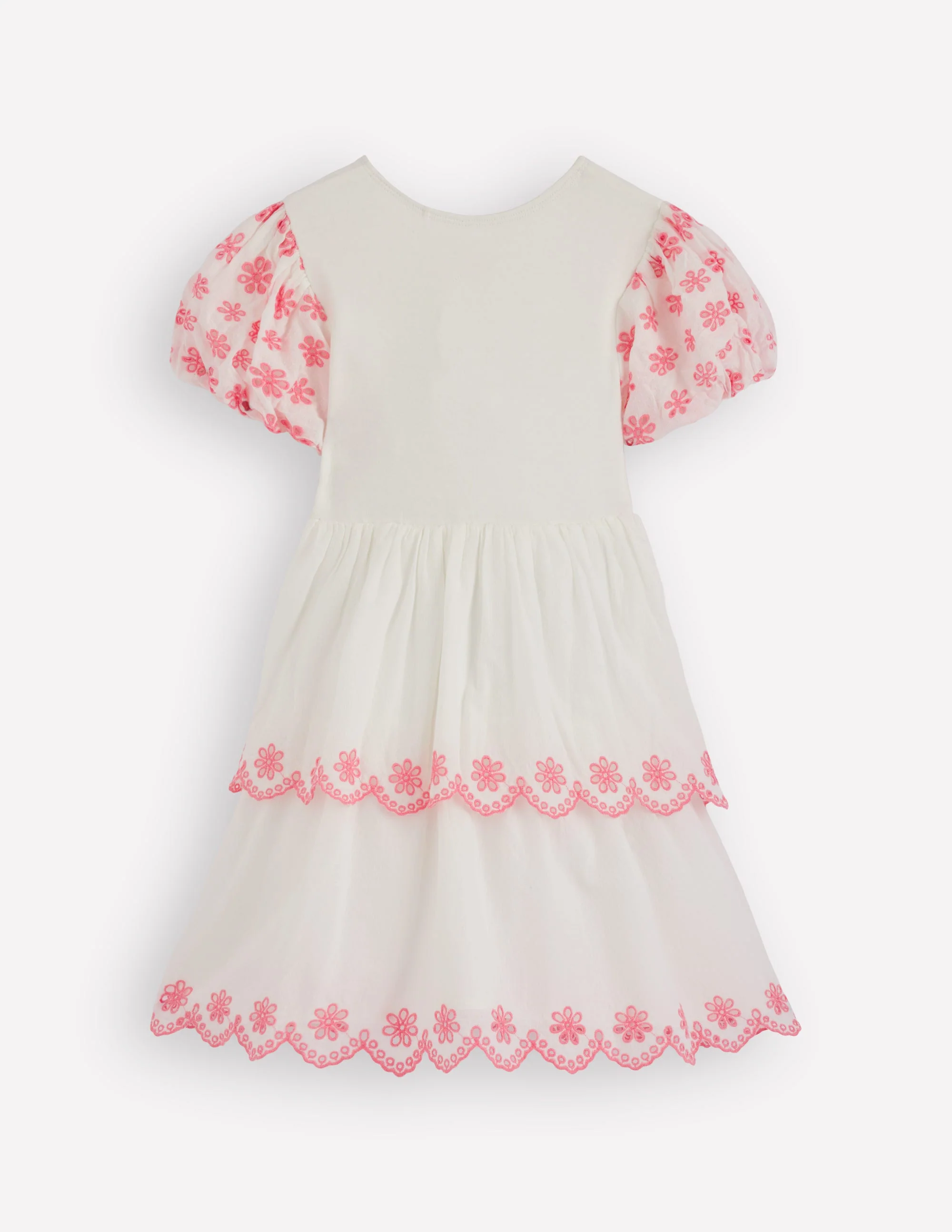 Broderie Rara Jersey Dress-Soft Ivory/ Salmon Pink - Image 2