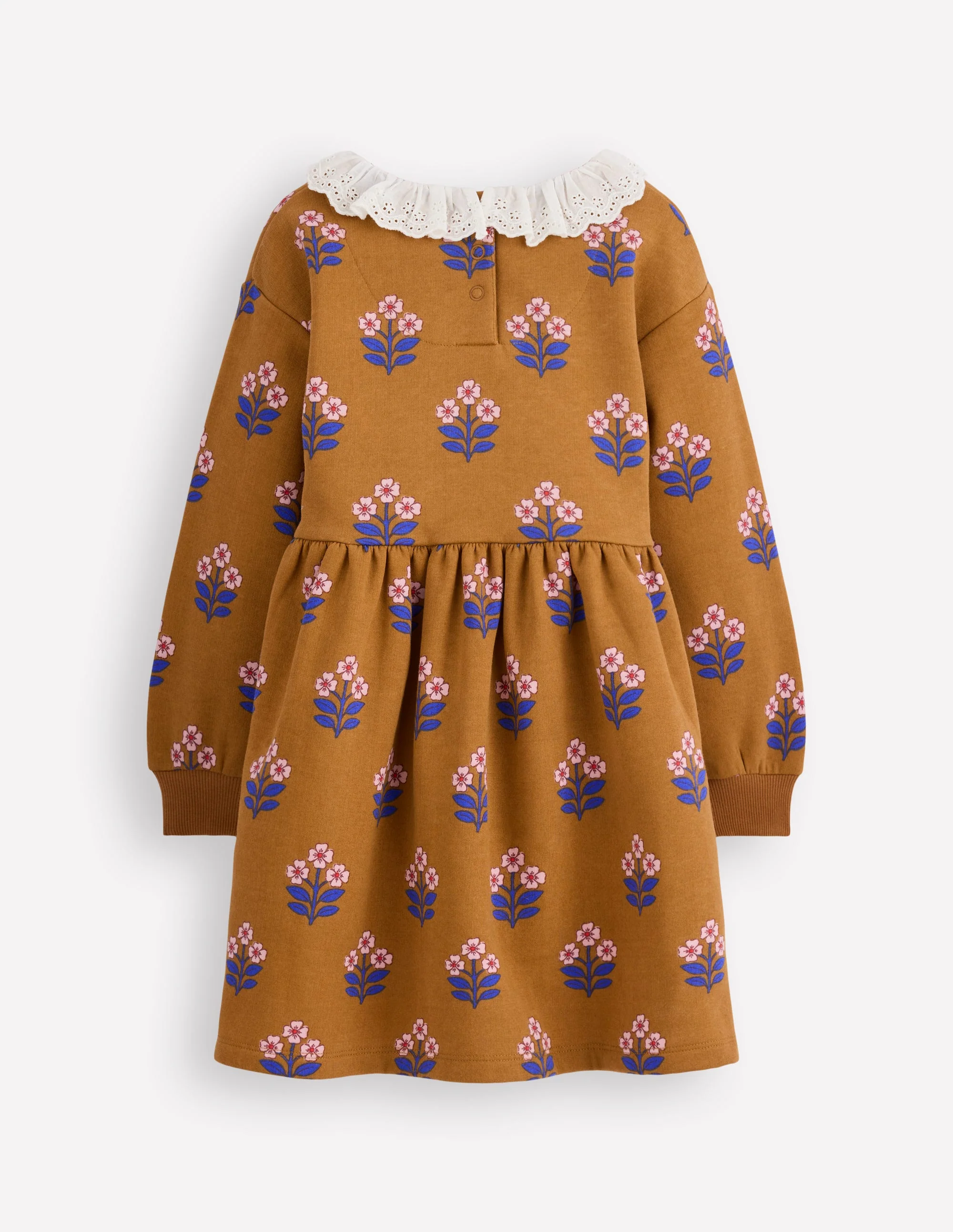 Broderie Sweatshirt Dress-Toffee Brown Flower Stamp - Image 2
