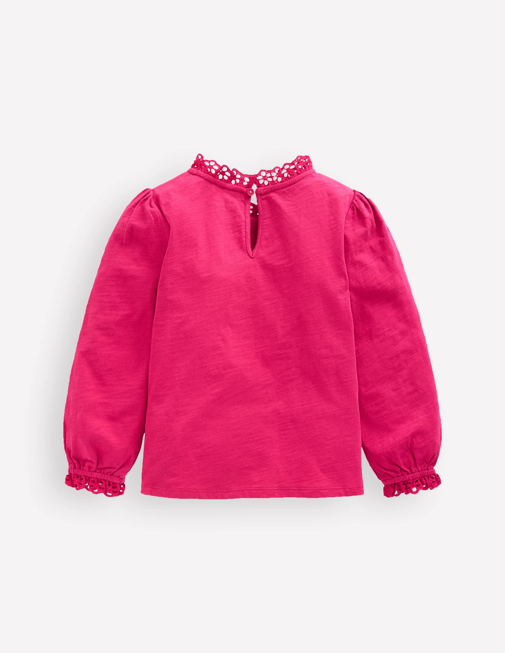 Broderie Trim Jersey Top-Cherry Jam - Image 2