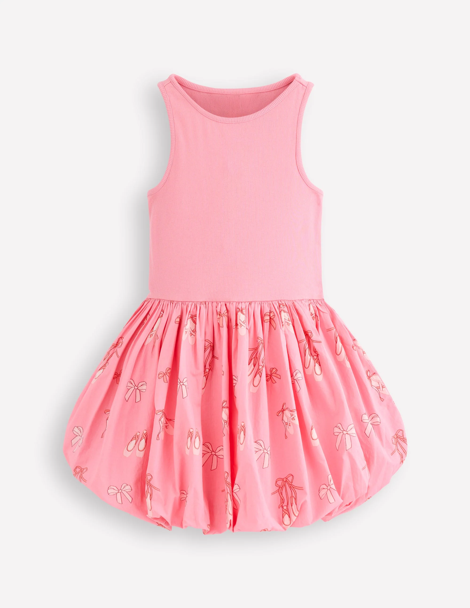 Bubble Hem Rib Dress-Vintage Pink Ballet Shoes