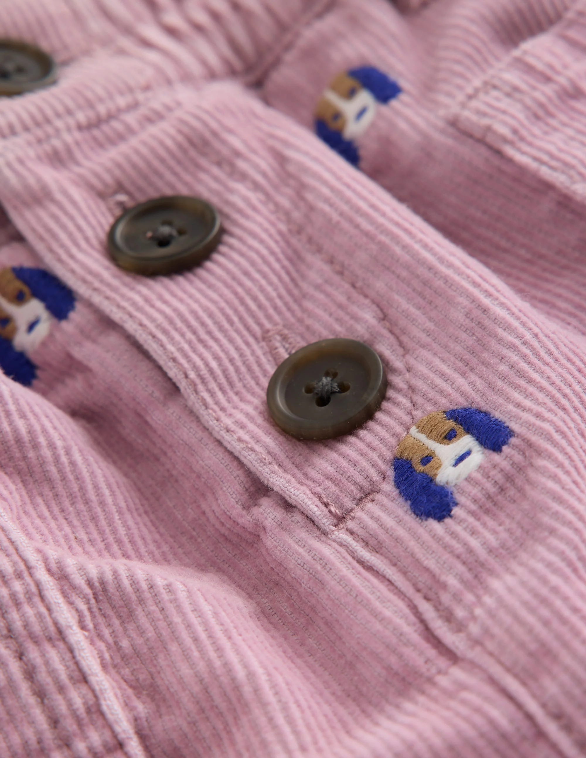 Button Pull-On Mini Skirt-Zephyr Pink Pup Embroidery - Image 4