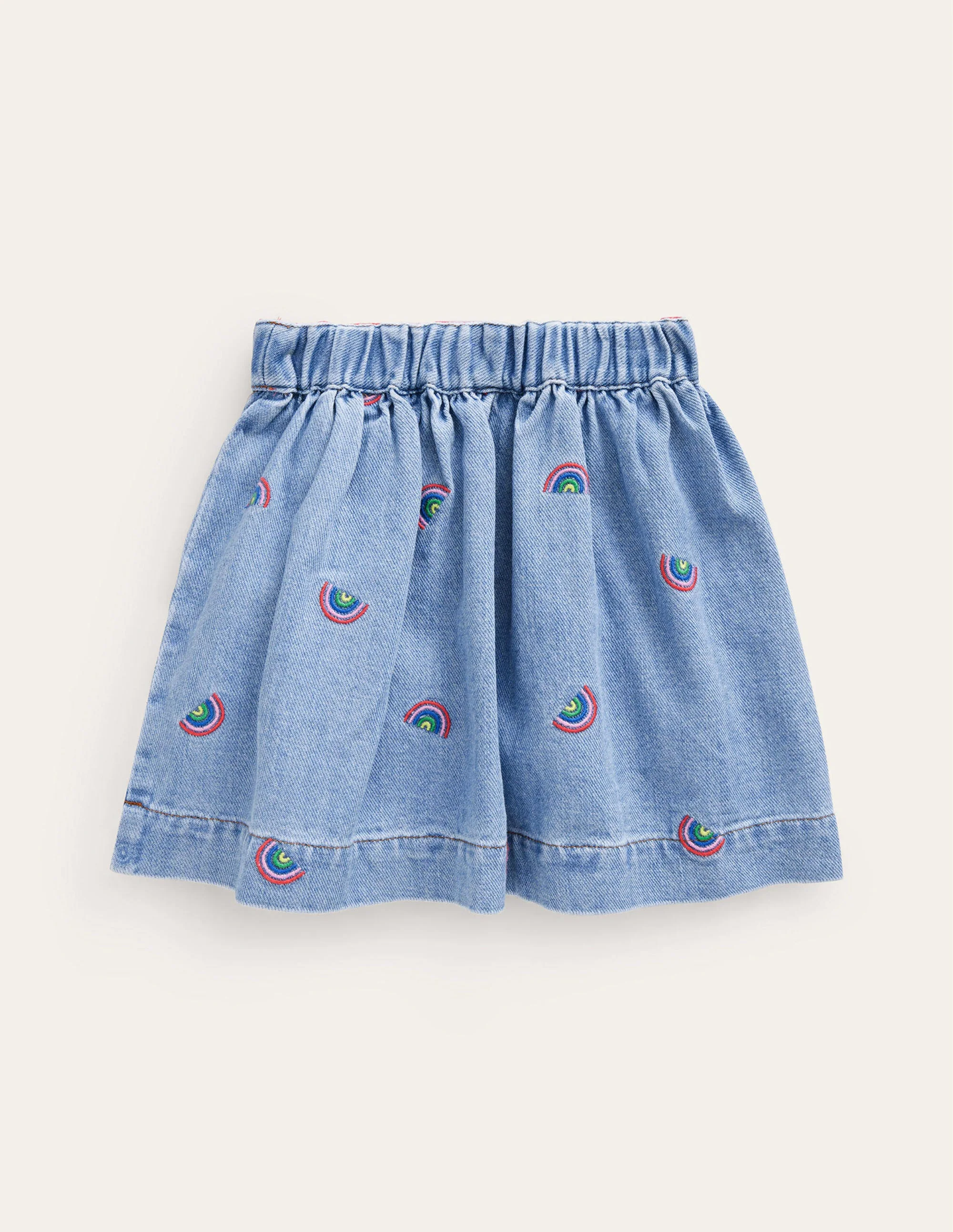 Button Through Twirly Skirt-Scattered Rainbow Embroidery - Image 2