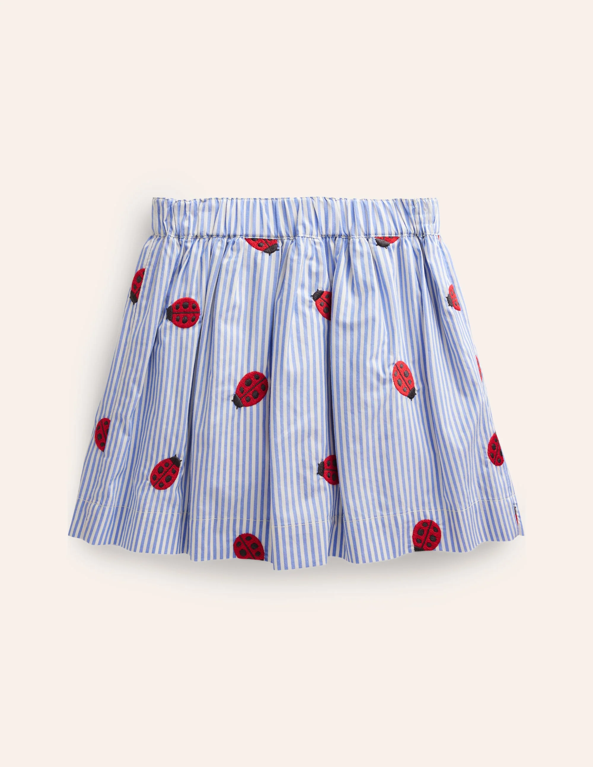 Button Through Twirly Skirt-Ticking Stripe Ladybird - Image 2