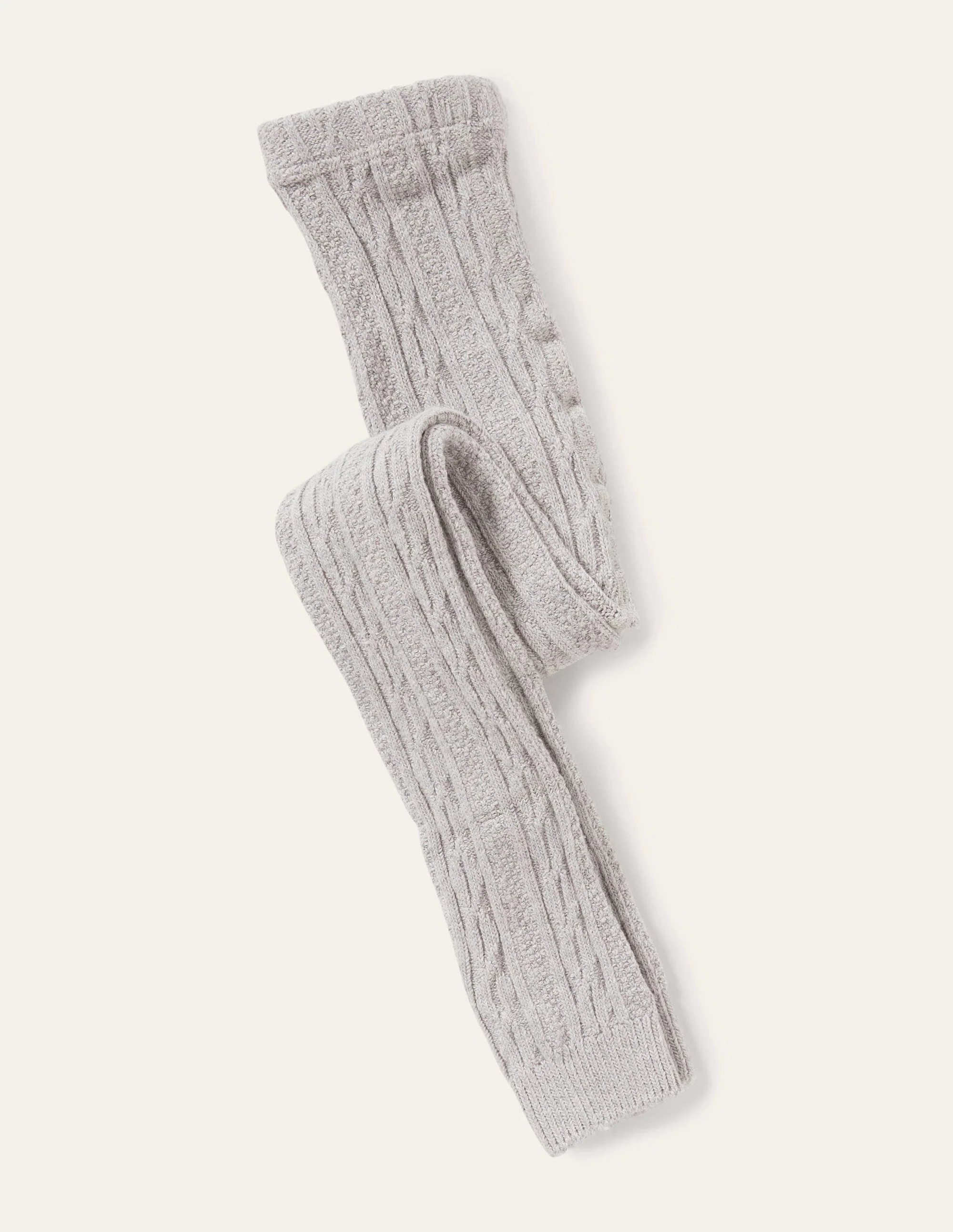 Cable Footless Tights-Grey Marl