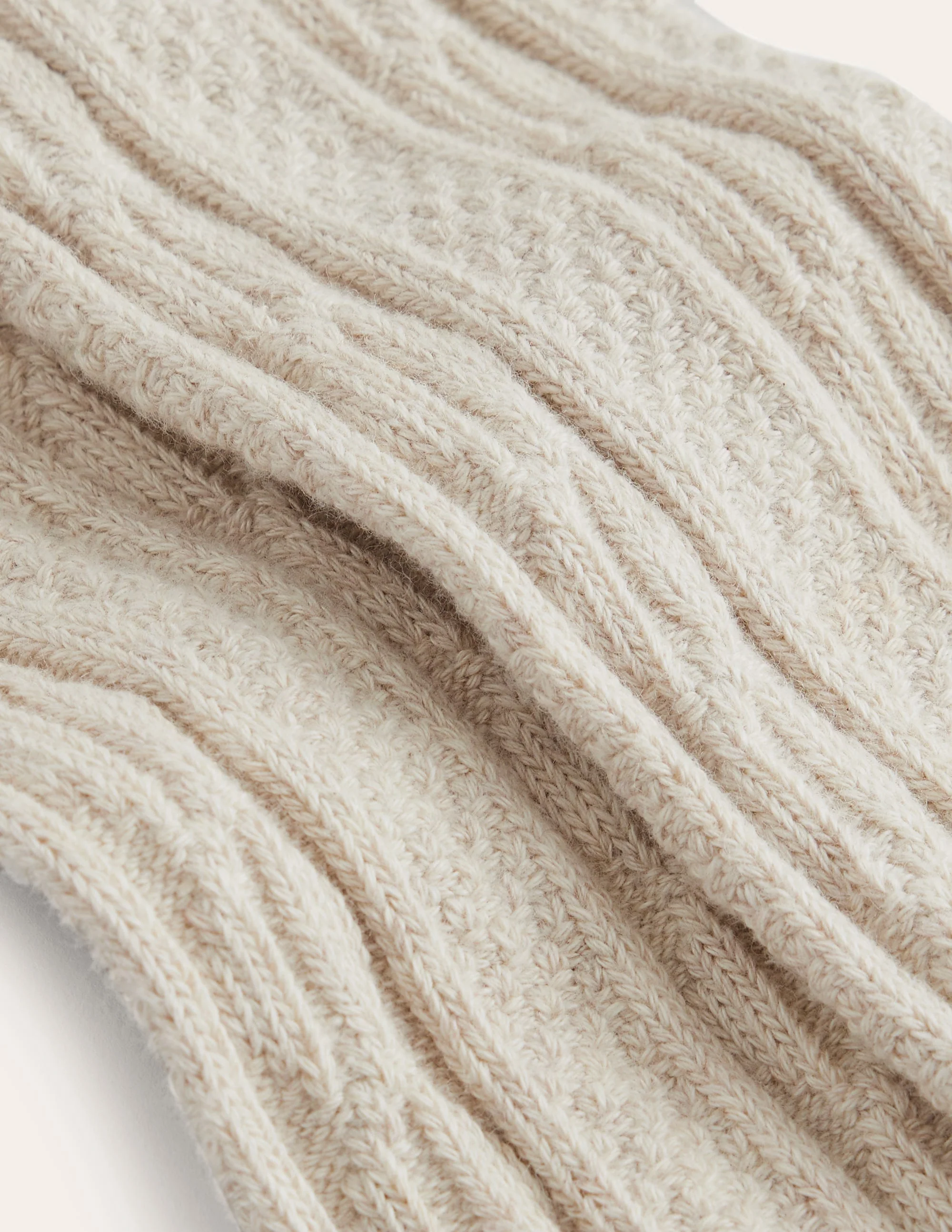 Cable Footless Tights-Oatmeal Marl - Image 3