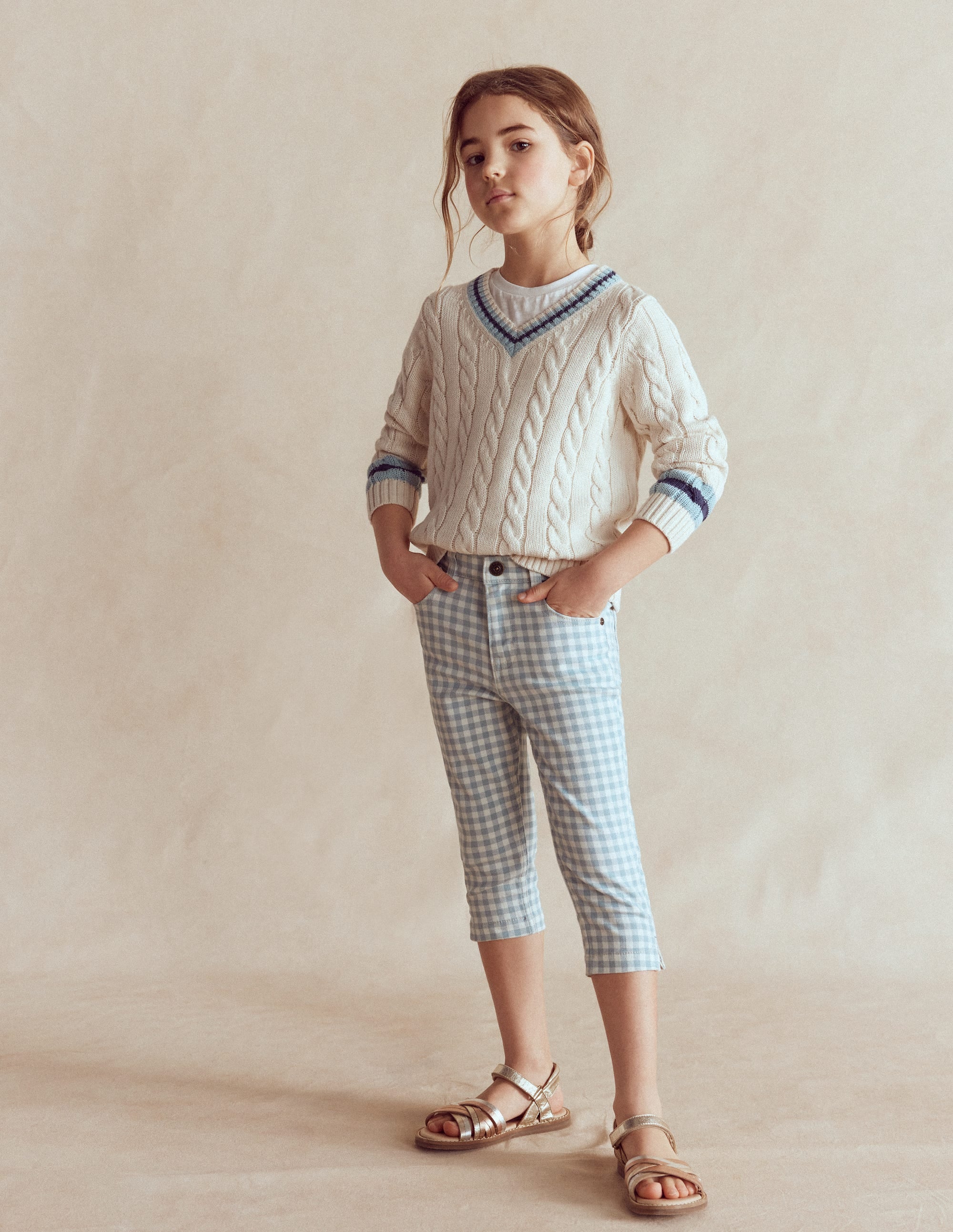 Capri Pants-Blue Gingham