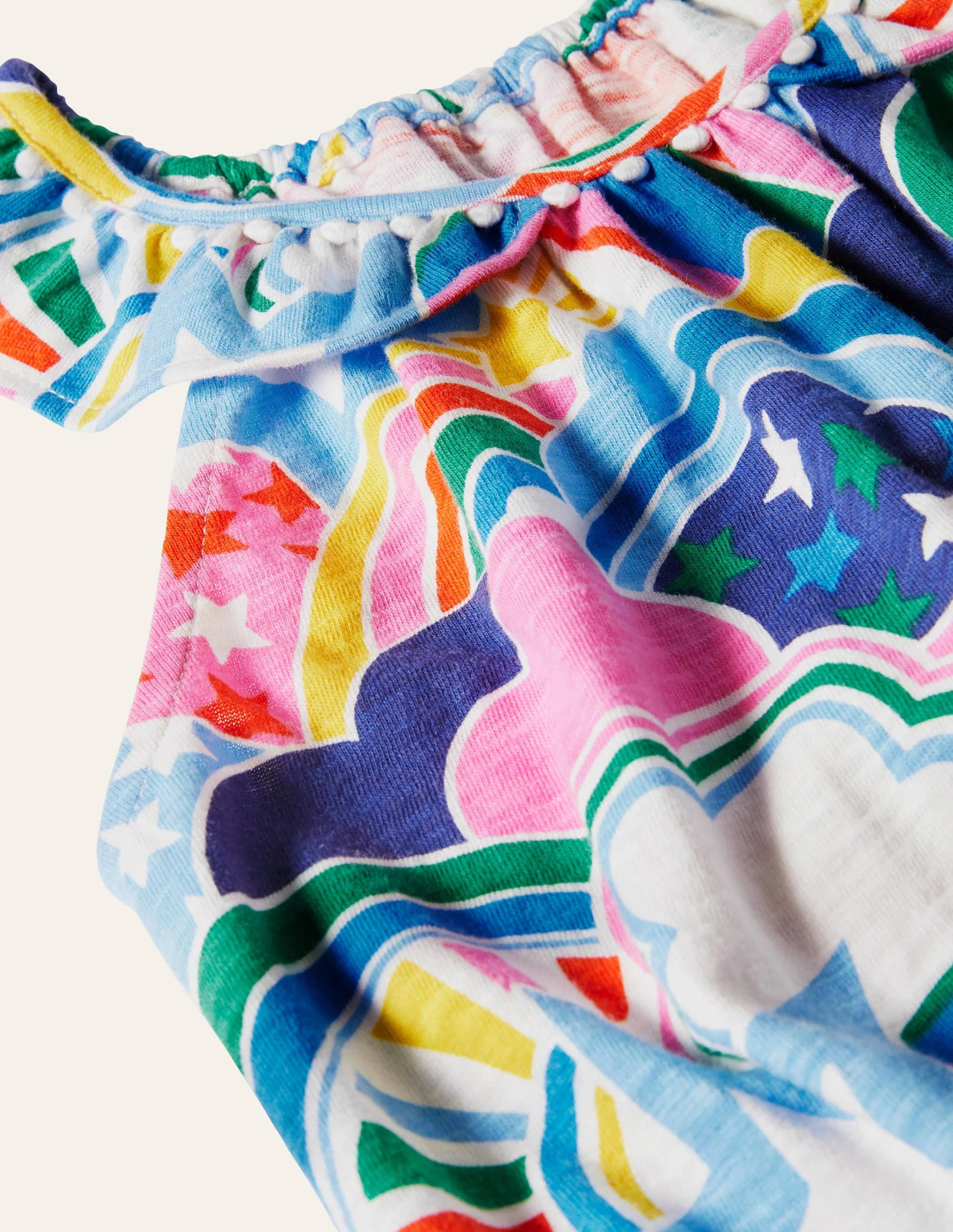 Charlie Pom Jersey Romper-Multi Star Rainbow - Image 3