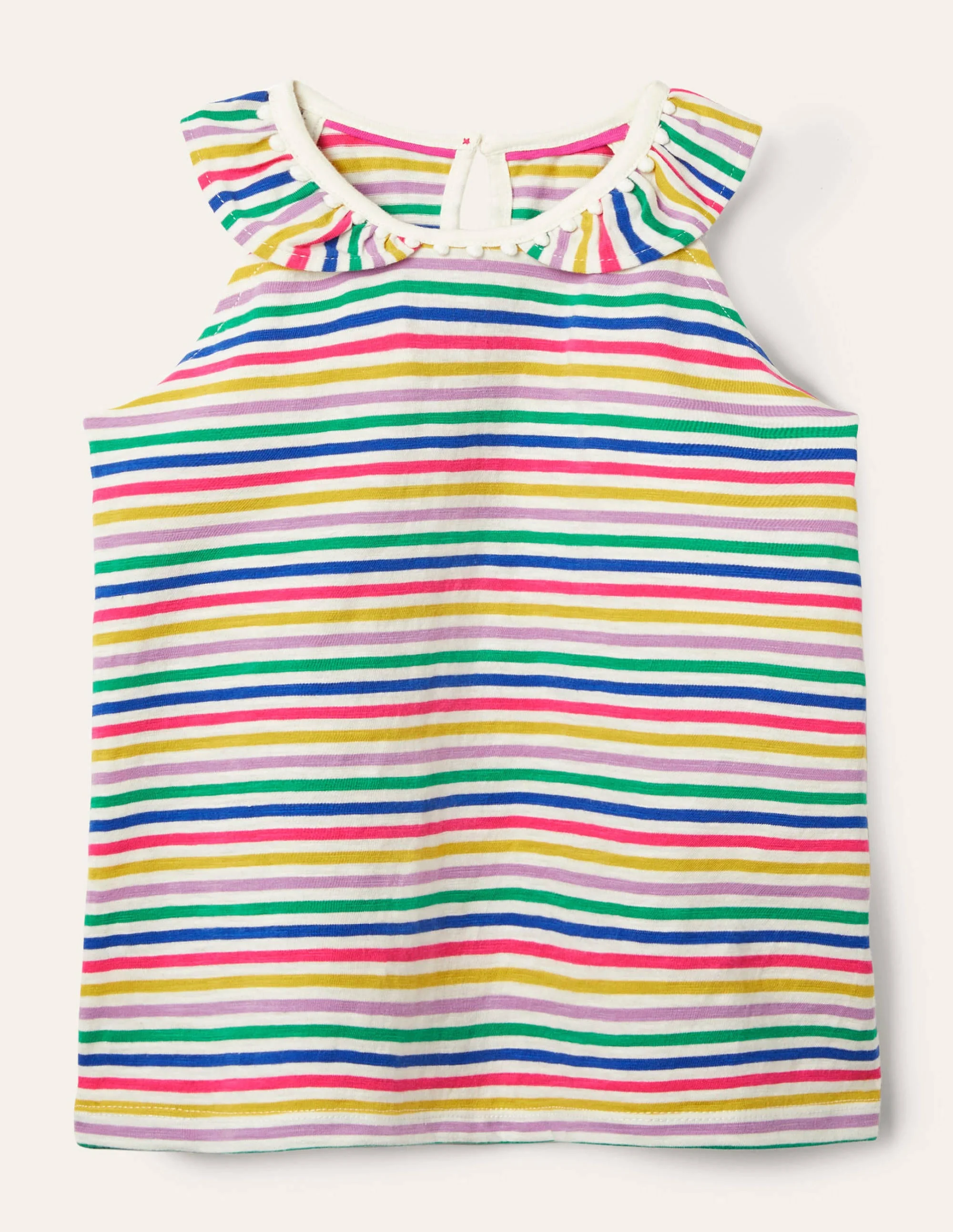 Charlie Pom Jersey Tank-Multi Stripe