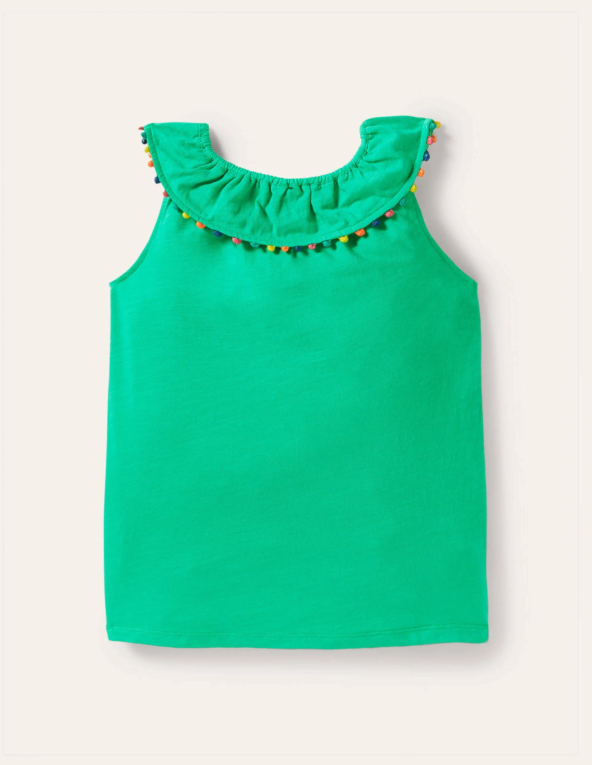 Charlie Pom Jersey Tank Top-Tropical Green