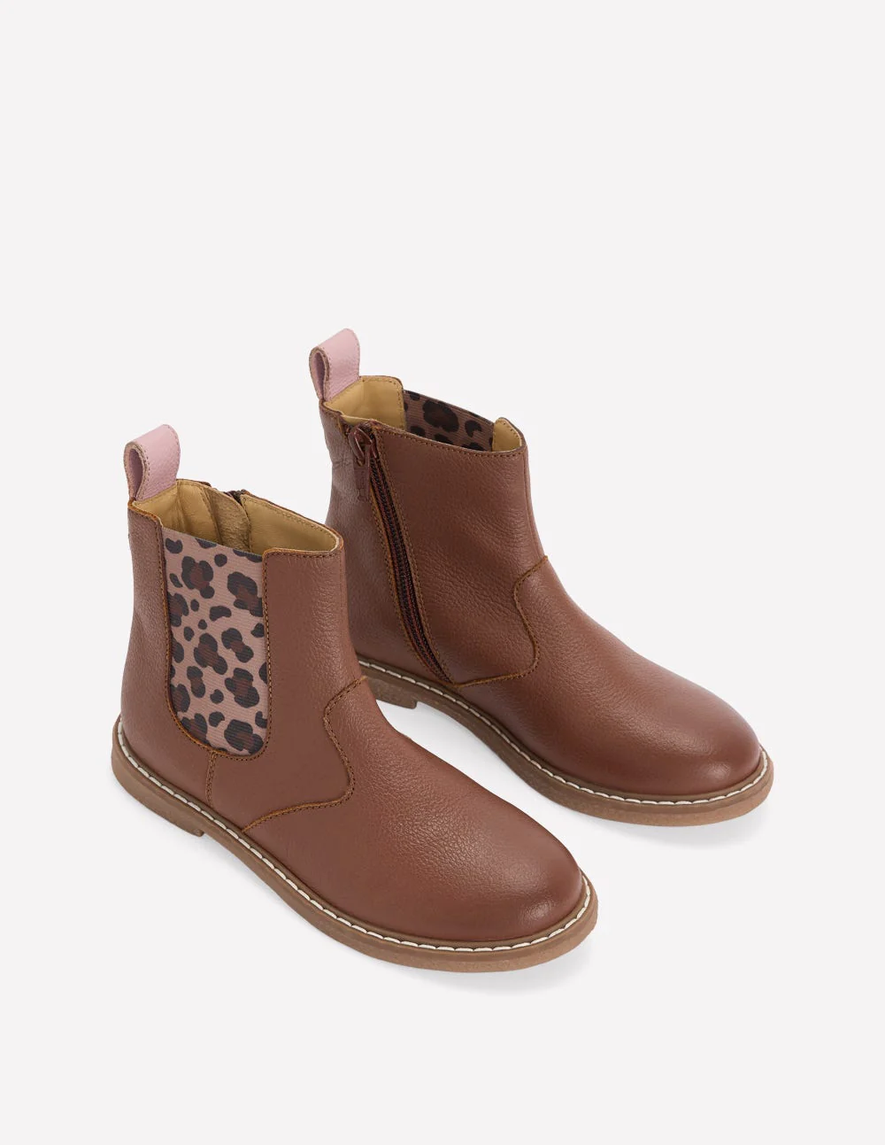 Chelsea Boots (Girls)-Tan Leopard - Image 2