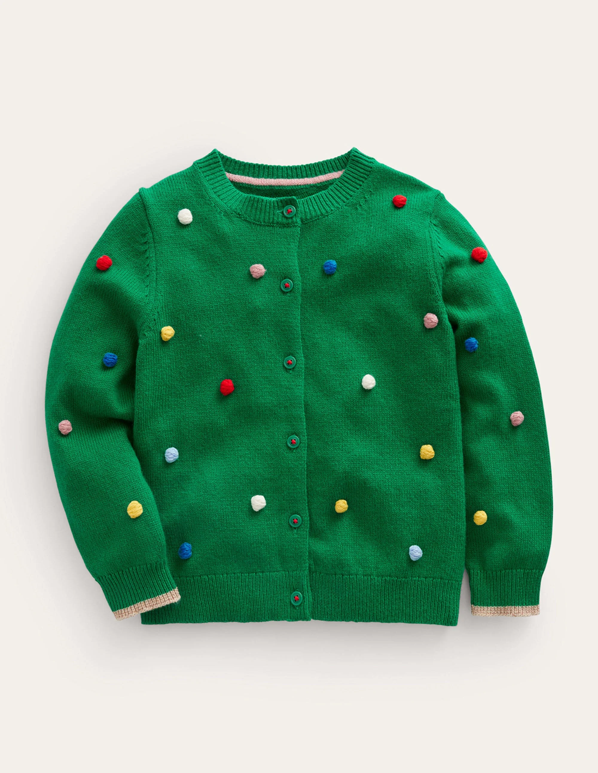 Christmas Pom Pom Cardigan-Veridian Green