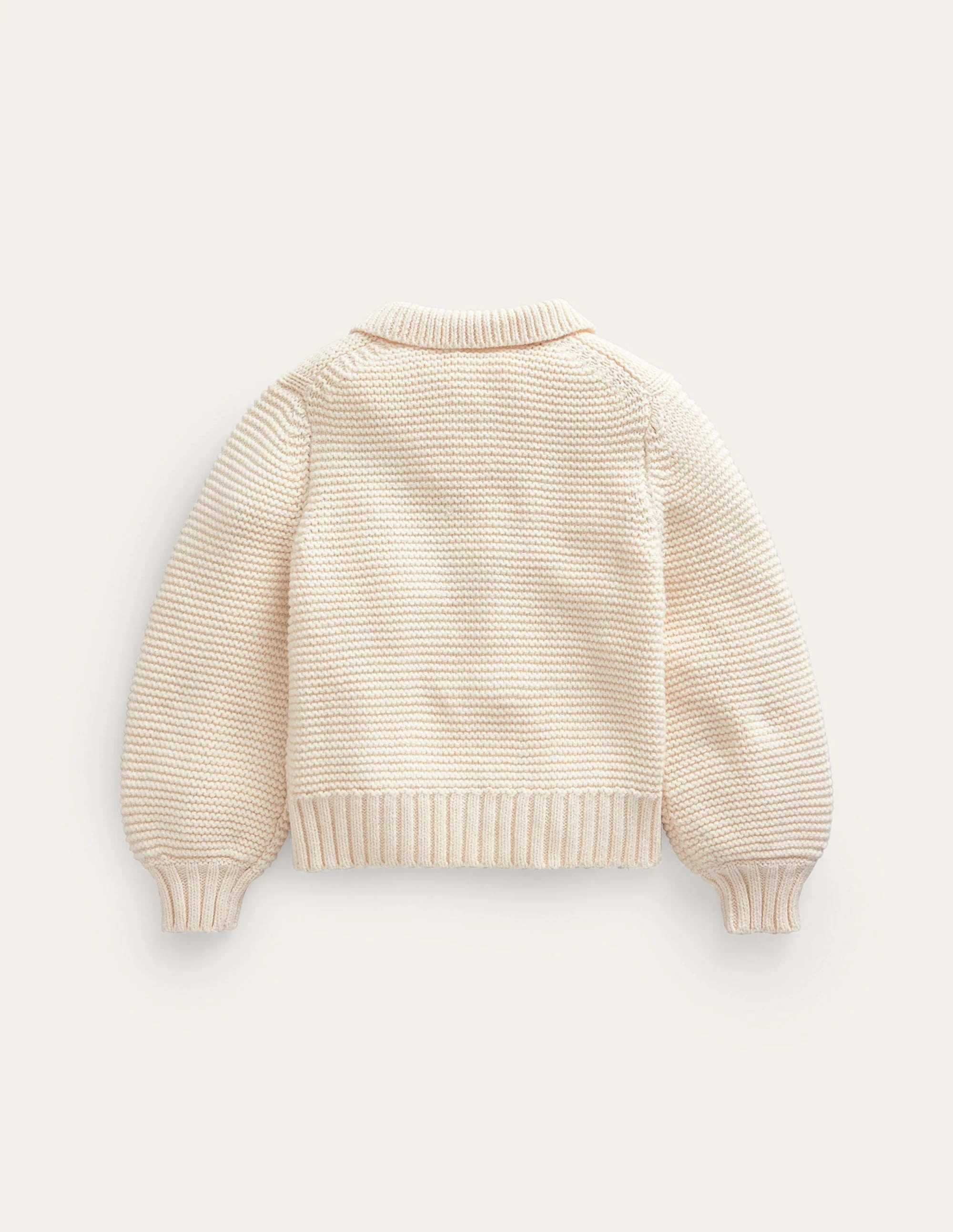Chunky Collared Cardigan-Ecru Marl - Image 2