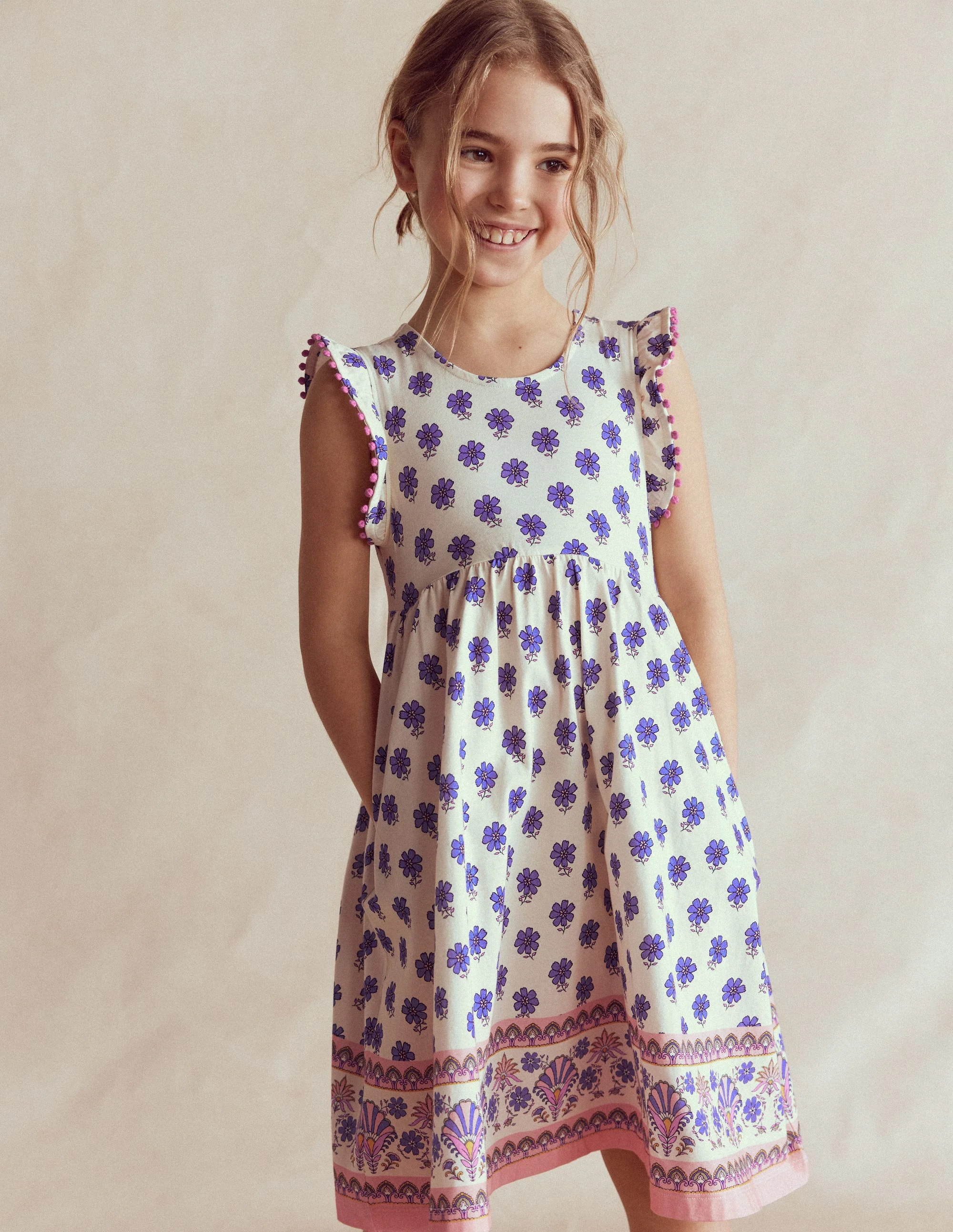 Clover Bow Back Jersey Dress-Multi Woodblock - Image 2