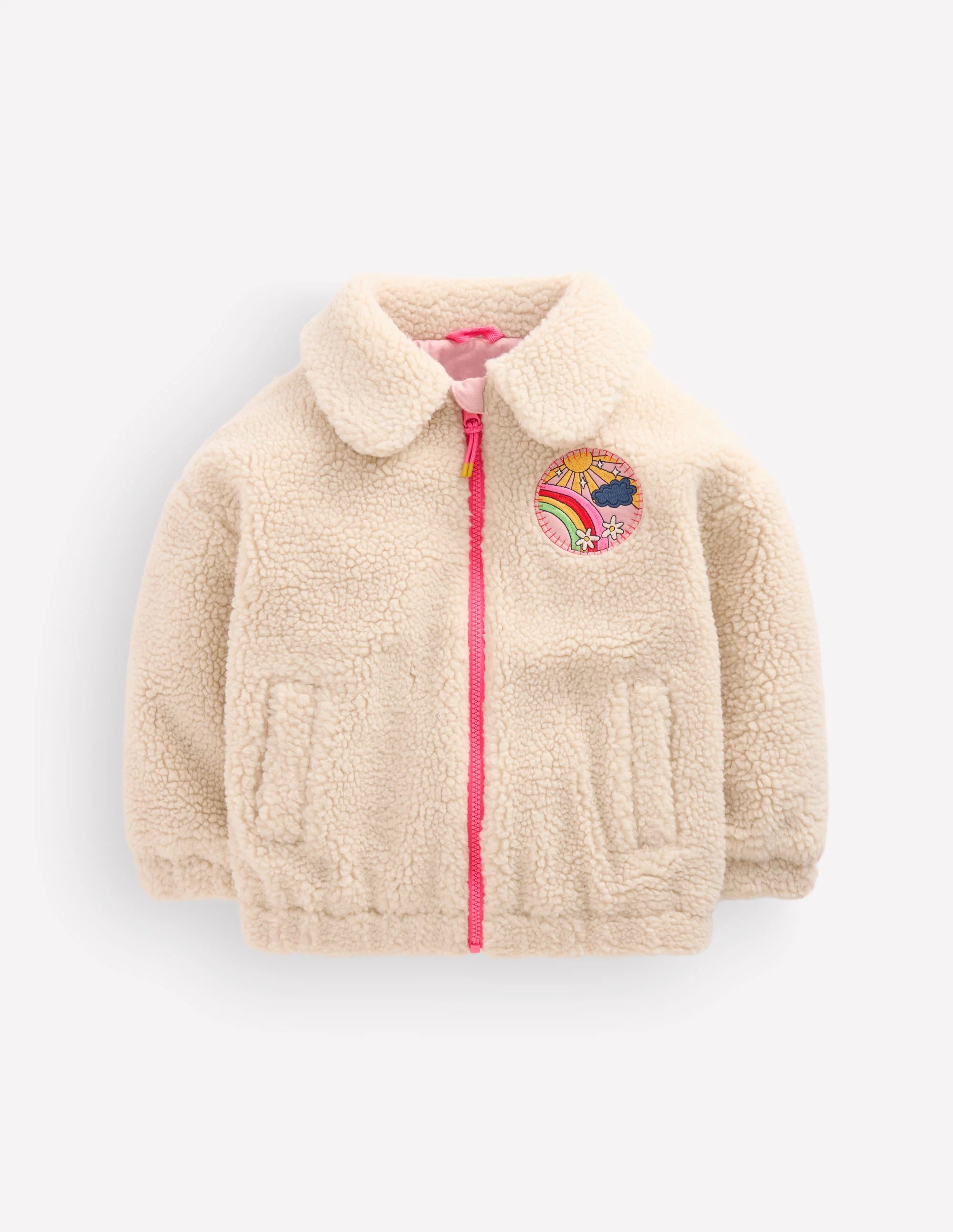 Collared Borg Jacket-Ivory Borg Logo - Image 3