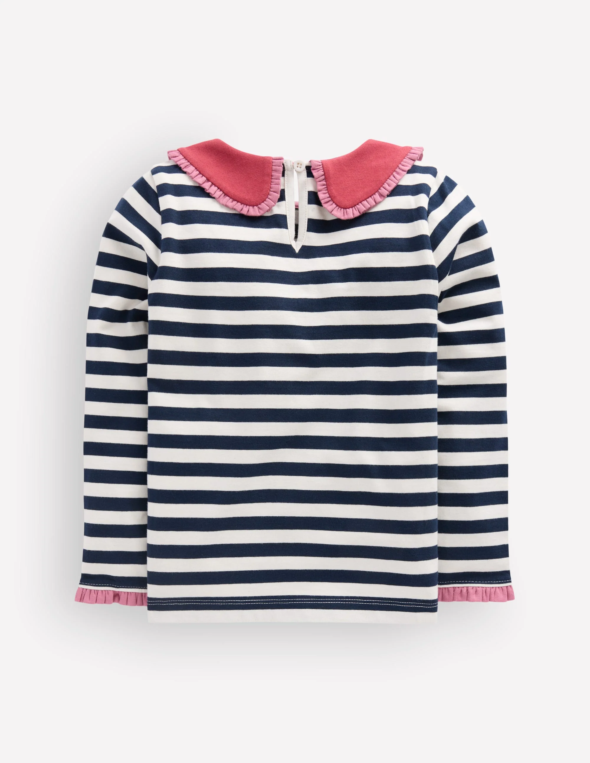 Collared Breton Jersey Top-Coconut Milk and Navy Stripe - Image 3